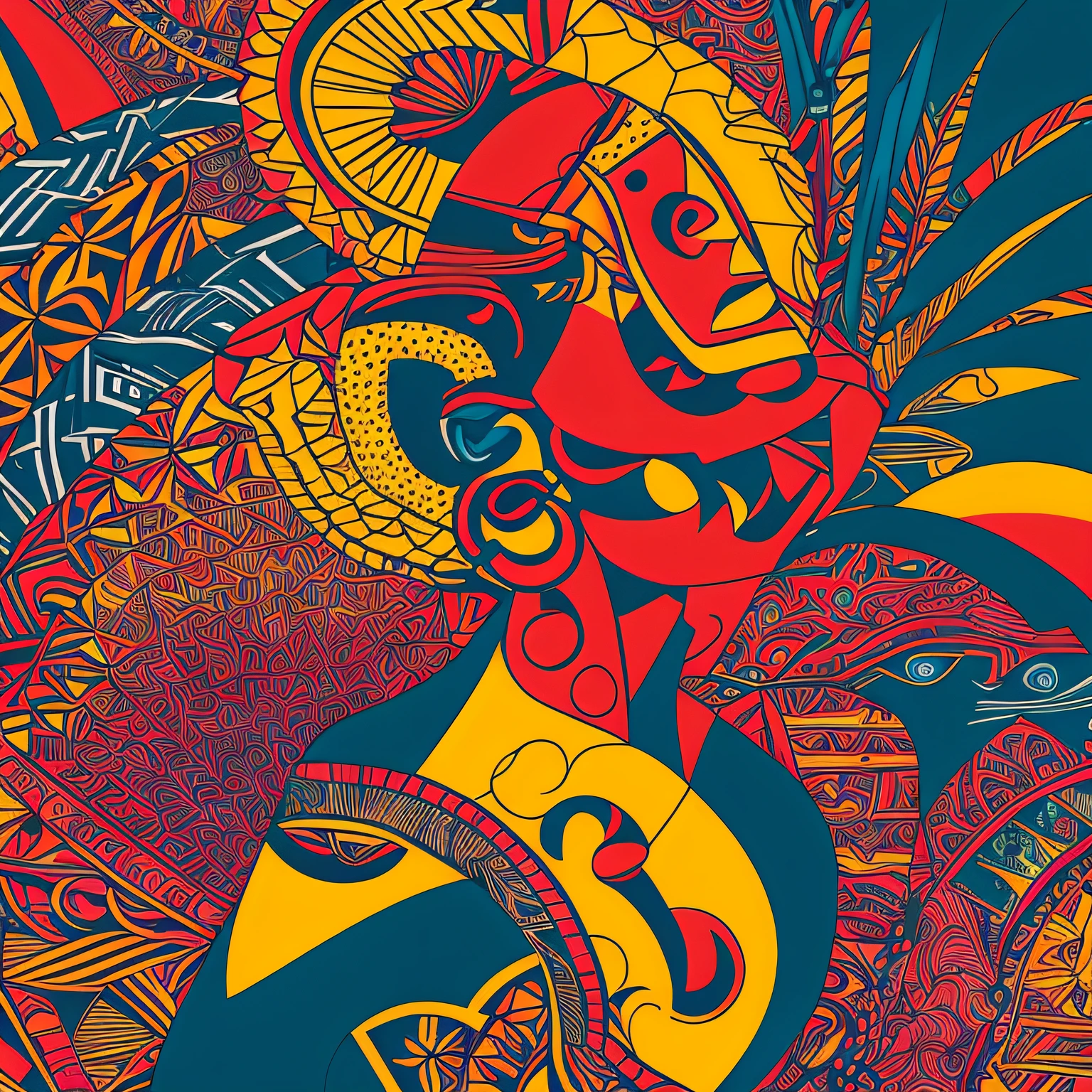 (aesthetic,artistic,creative),(beautiful,gorgeous,striking) woman with a (curvy,captivating) silhouette body, (long,flowing) (colorful,vibrant) dress, standing against a backdrop of (serene,spectacular) Nile River and lush palm trees. The African woman's silhouette is filled with intricate and eye-catching (tribal,African) patterns, inspired by the rich heritage of Africa. The image is created using (digital,vector) art techniques, giving it a touch of (modern,contemporary) and (retro,vintage) aesthetics. The colors of the dress are (bold,vivid,striking) and (contrast,blend) harmoniously, adding to the overall allure of the artwork. The scene is bathed in soft, warm (golden,sunset) light, casting gentle shadows on the woman and the surrounding landscape. The high-quality of the image is emphasized by (best quality,4k,8k,highres,masterpiece:1.2) details, showcasing the (ultra-detailed,realistic) features of the woman's face, hair, and attire. The composition exudes a sense of grace, strength, and elegance, capturing the beauty and spirit of African women.