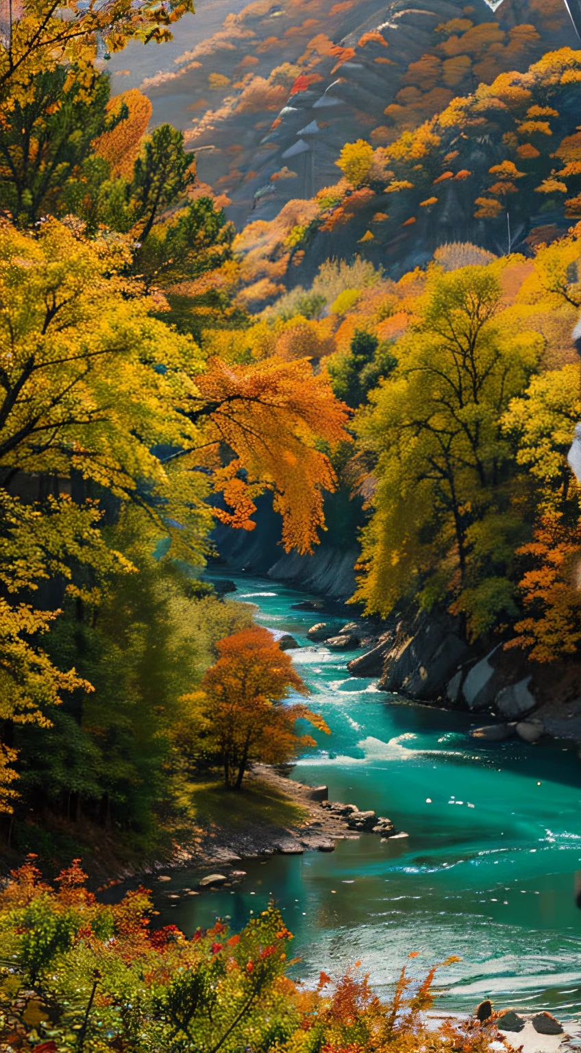 China's great rivers and mountains，autumnal，falling leaf