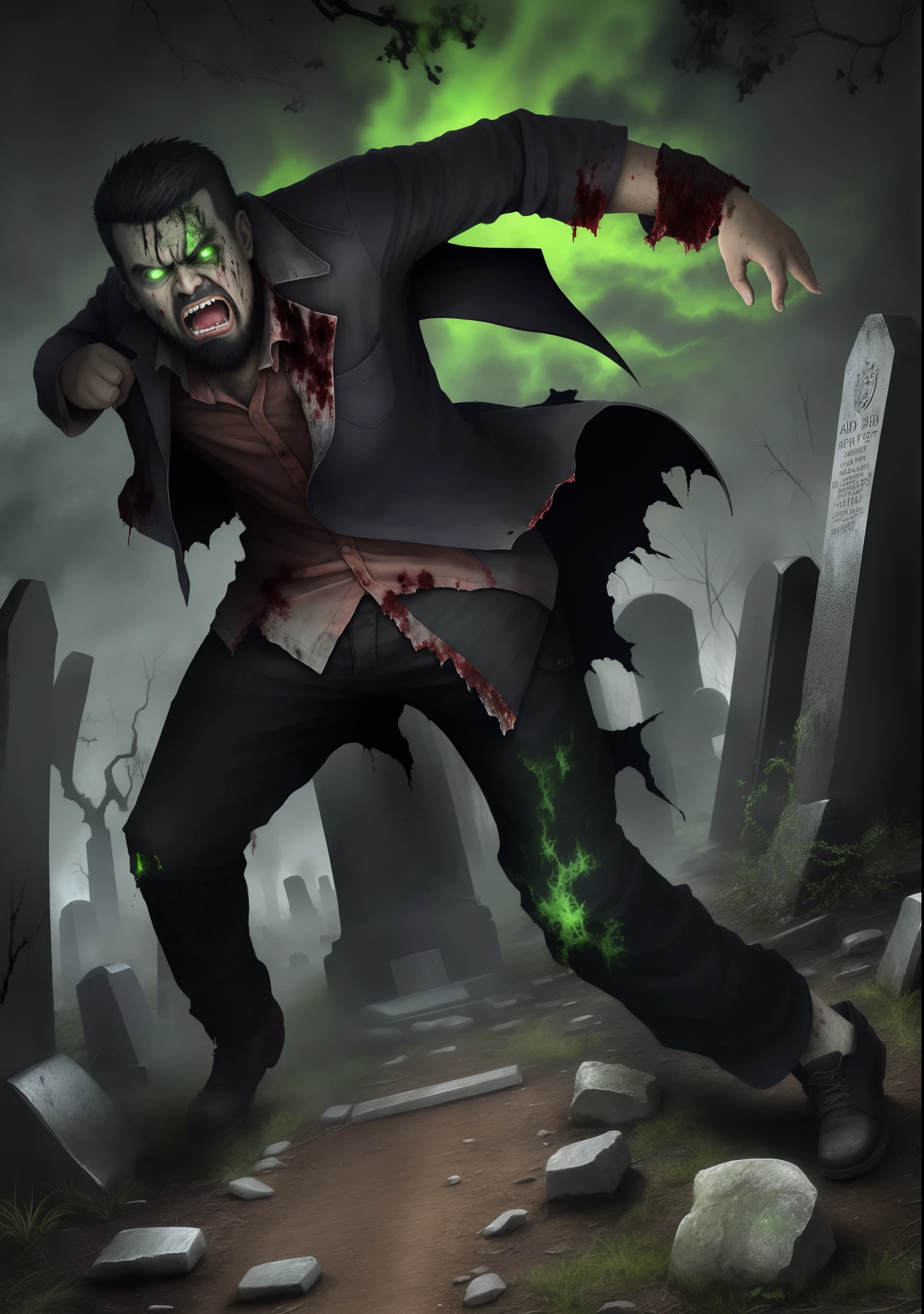 Produce an image of a vampire running with a frightened expression made in animation like a small drawing
