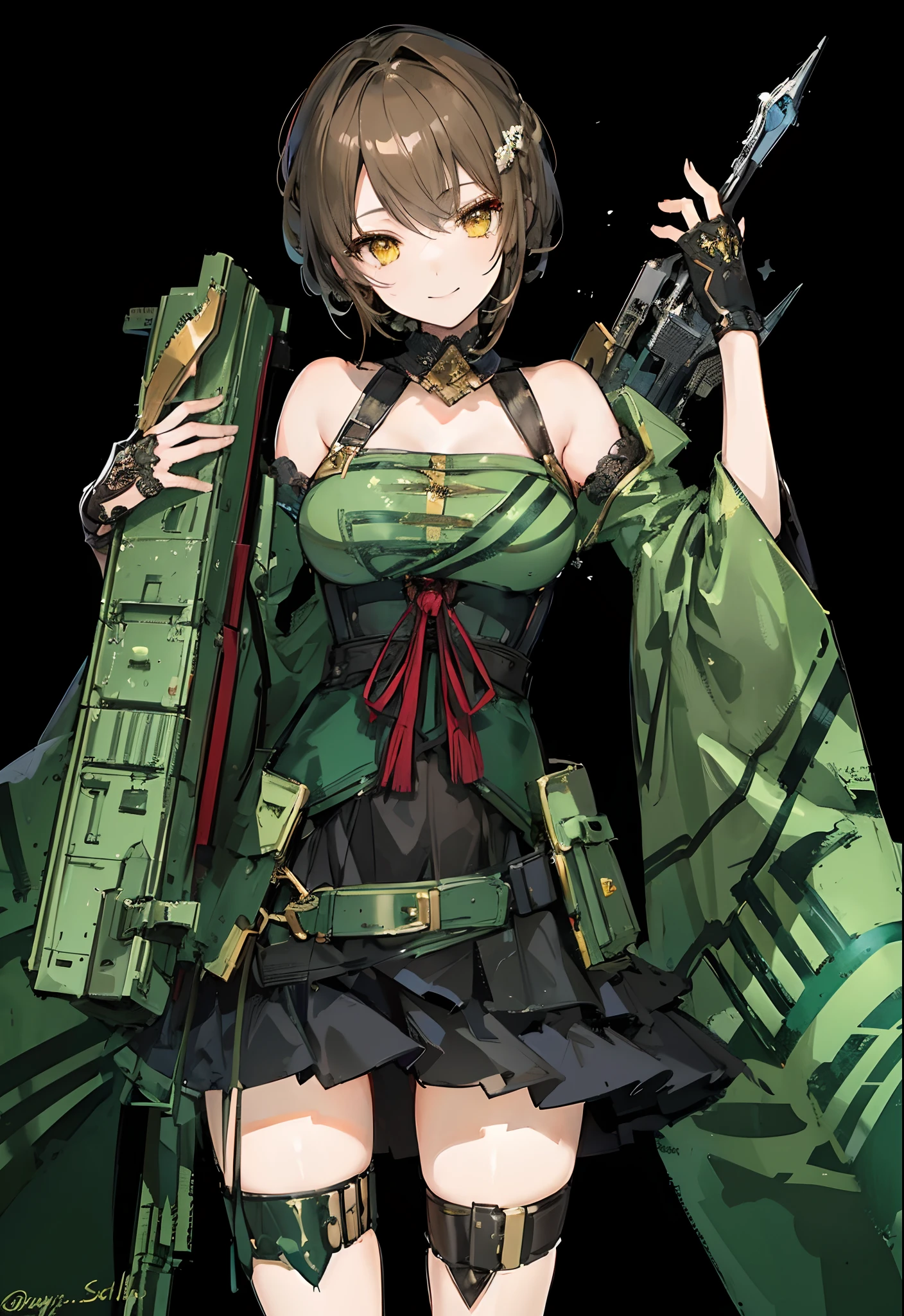 （（tmasterpiece：1.4，best qualtiy））+，（hyper-detailing）+，（Ultra-detailed eyes）+，（Ultra-detailed hair)+，Brownish-yellow eyes，Girl with a smile