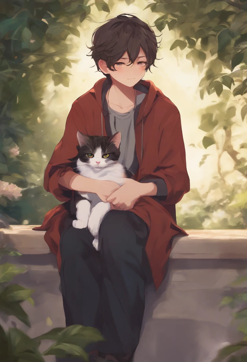 Boy cold, lazy, free-spirited, tsundere
Hold a cat