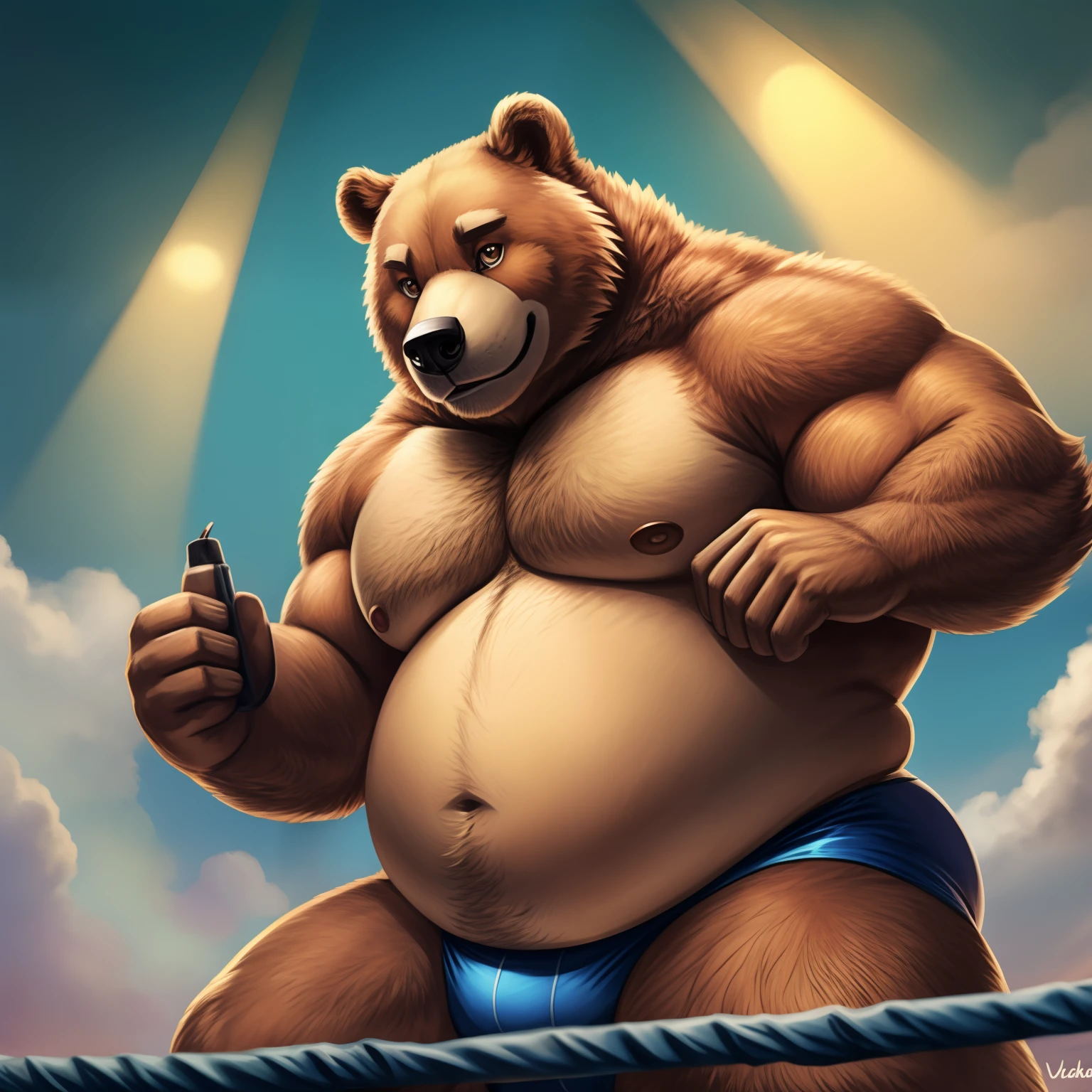 Furry, bear,male,fat,wrestler