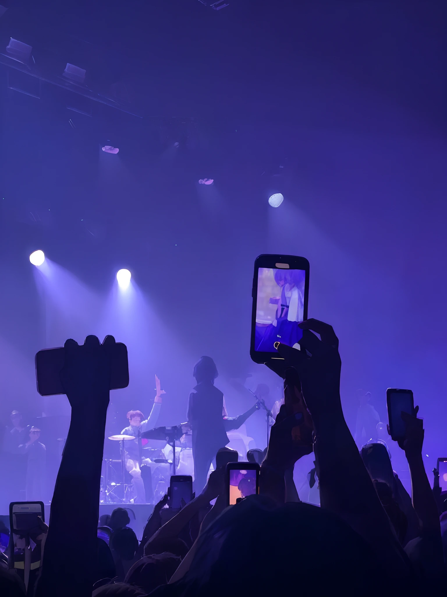 people taking pictures of a concert with their cell phones, concert footage, cell phone photo, concert photography, concert photo, live concert photography, audience selfie, on stage, on the stage, photo taken in 2 0 2 0, taken in the early 2020s, in front of a large crowd, by Alexis Grimou, iphone picture