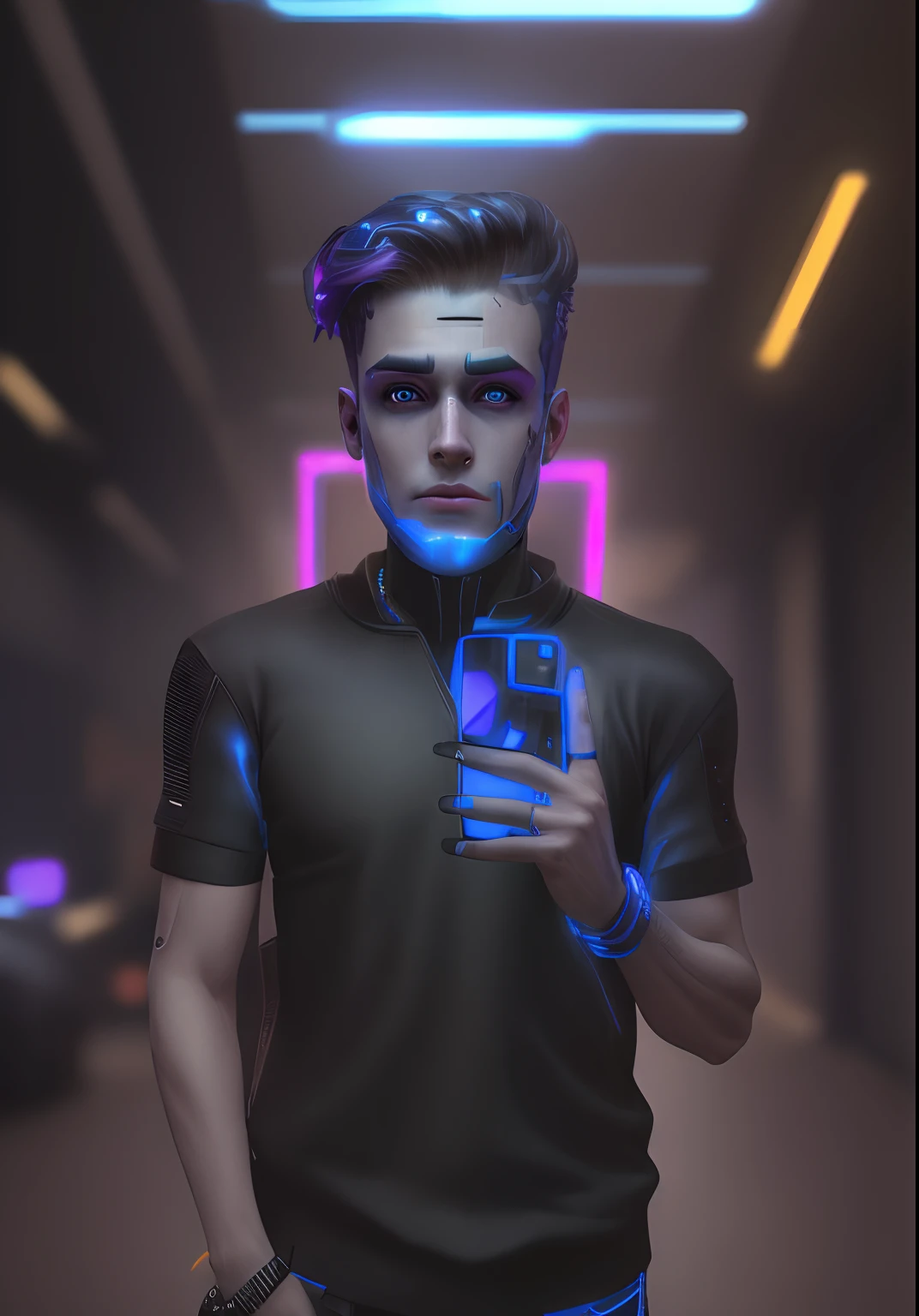 Change Background ,Cyberpunk handsome boy, ultra realistic face ,8k, realictic