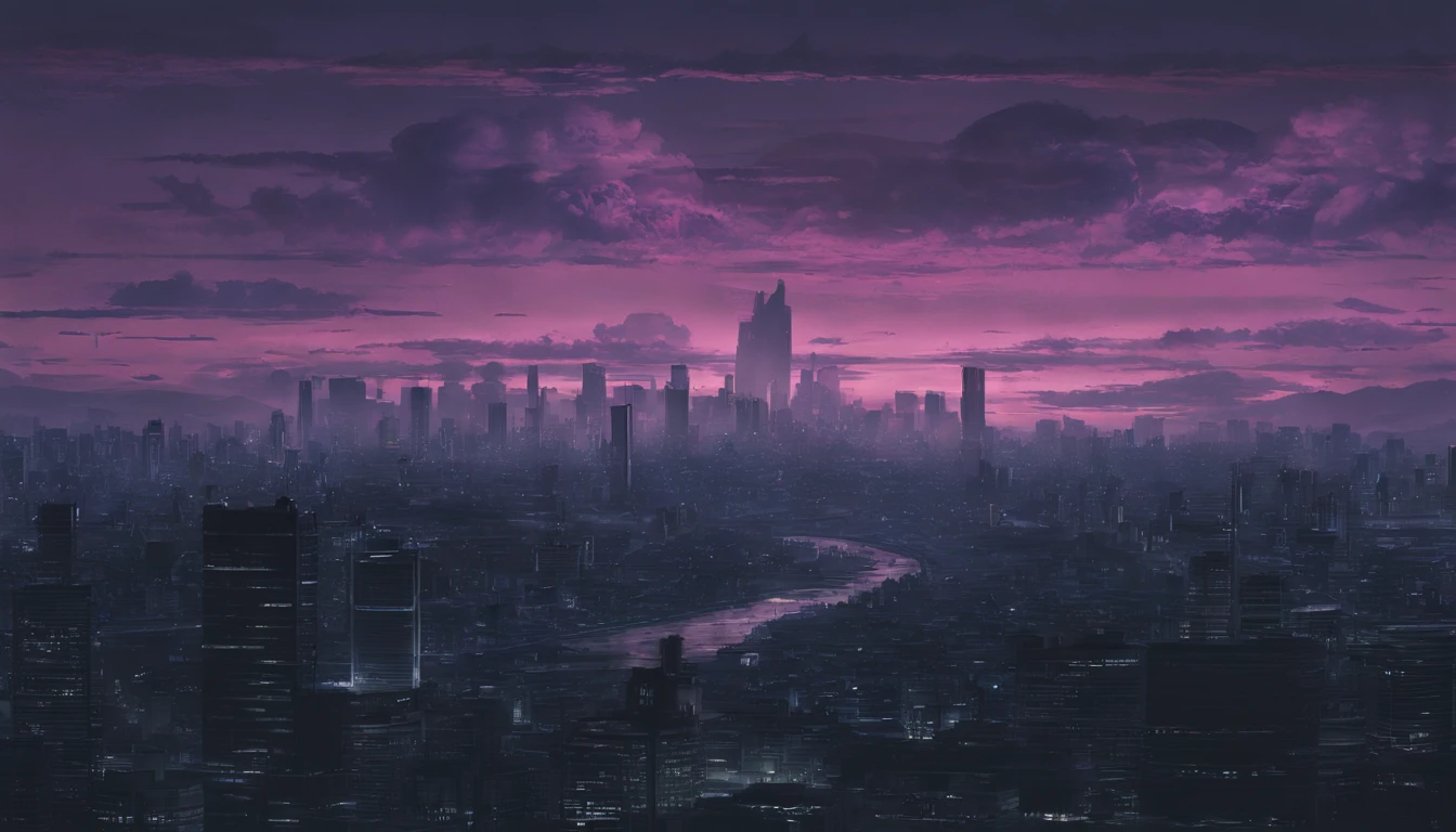 Close-up of the city with neon sunset in the background, Synthwave City, vaporwave city, Synthwave aesthetics, Neon City in the background, Background of Neo Tokyo, Neon metropolis in the background, Futuristic urban background, cyberpunk aesthetics, The city's backstory is cyberpunk, Purple Cyberpunk City, cyberpunk city background, cyberpunk aesthetics, cyberpunk atmosphere, Cyberpunk cityscape,anime clouds, Anime background, anime sky, in style of makoto shinkai, Beautiful puffy clouds. the anime, style of makoto shinkai, makoto sinkai!, beautiful anime scenery, based on Makoto Shinkai, Anime Landscape Wallpaper, makoto sinkai!!, Makoto Shinkai art style,japanaese girl,pale skin,beatiful face(purple hair)red jacket,Tokyo at night, with Cyberpunk style,Japanese streetwear,Tokyo Fashion,In a Cyberpunk 2 jacket 0 7 7,Full-length,attractive pose,Bottom view