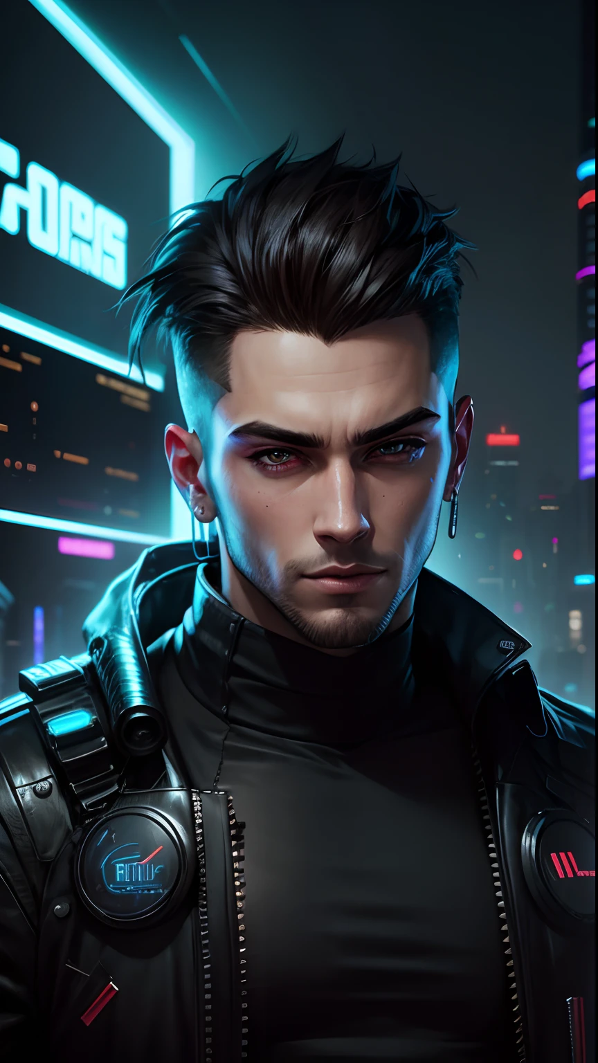 Change my background cyberpunk handsome boy, realistic face, gaming profile