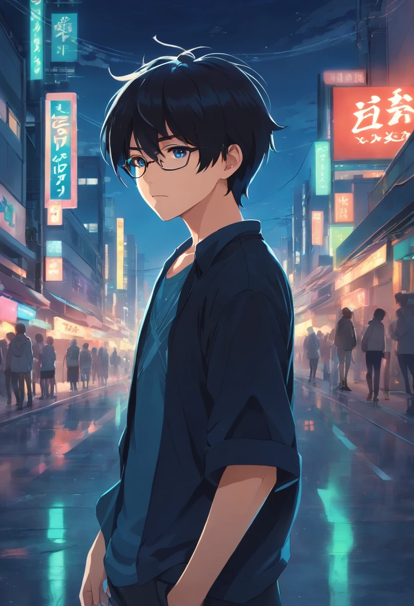 16 yaers old,Libido boy,Shota,Black color hair,black shirt,Square glasses,apathy,long whitr hair,with long bangs,messed up hair,Red eyes,Floating hair,glowing light eyes,magic rune,Catastrophic,Dynamic posture,Dangerous atmosphere,dreariness,be desperate, Glowing eyes, Intense, black shirt, floating clothes, Solo, modern, (Masterpiece:1.2), Best quality, high resolution, Beautiful detailed, Extremely detailed, Perfect lighting,