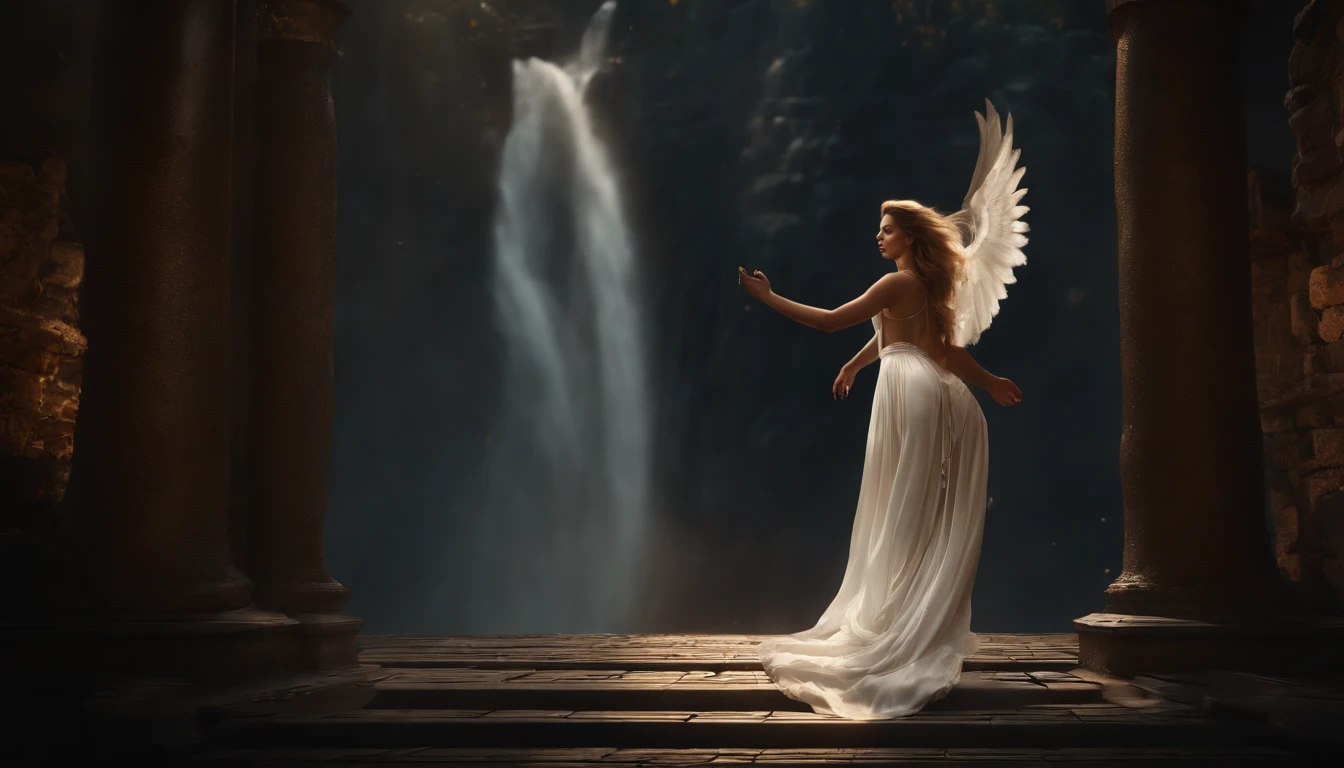 (Professional 3D Rendering:1.3) De (Realistic:1.3) The most beautiful art photos in the world,Attention angel falls softly, luminous sky, ((Angels in the sky descend from heaven in dynamic poses, fantastic location, Majestic and chaotic environment)), Full Body 8K Drive Rendering, action SHOT, Skin pores, Very dark lighting, Dark shading, A detailed, Details of face, (vibrancy, photos realistic, Realistic, Dramatic, murky, foco nítido, 8K), ((((Use skins)))), (Convoluted:1.4), decadent, (ighly detailed:1.4), digitial painting, rendering by octane, art stations, concept-art, suave, foco nítido, Illustration, From the advent of art, (Roisch:0.23), Vlop Ilya Kuvshinov, e Gregg Rutkowski e Alphonse Mucha Gracias, (globalillumination, studio lights, Amount of light), lotr, magnifica, we, Intellosbians, ((Dark ancient city background:1.3)),CG Sesociedad,art stations