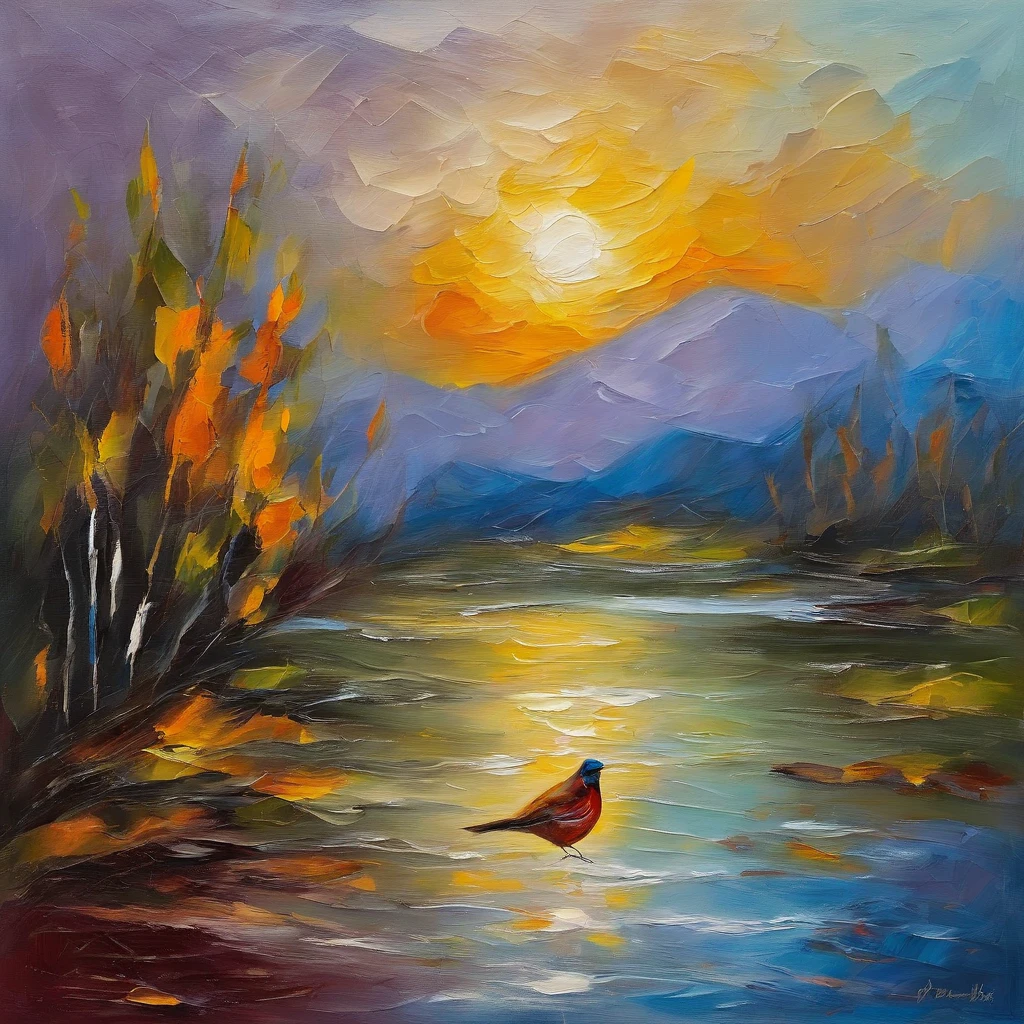 #image bird, impressionism style painting