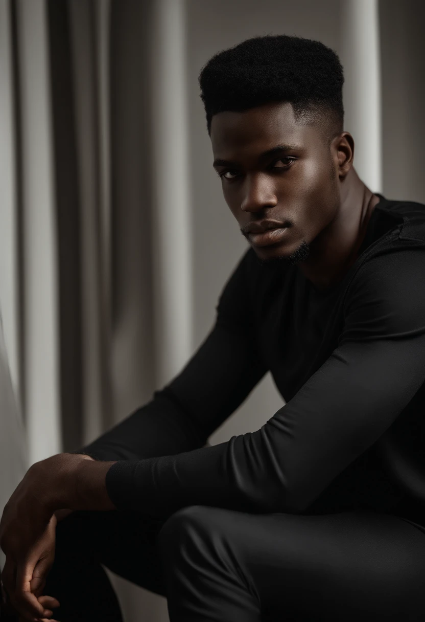 Close-up of a man in a black shirt with transparent background, Godwin Akpan, David Uzochukwu, 2 4 ans - vieil homme, environ 20ans, Photo de profil, Photo tendance,  - ye boy boy thin face thin, Adolescent noir, 23 ans, Areas of Adebanji, Arik Roper