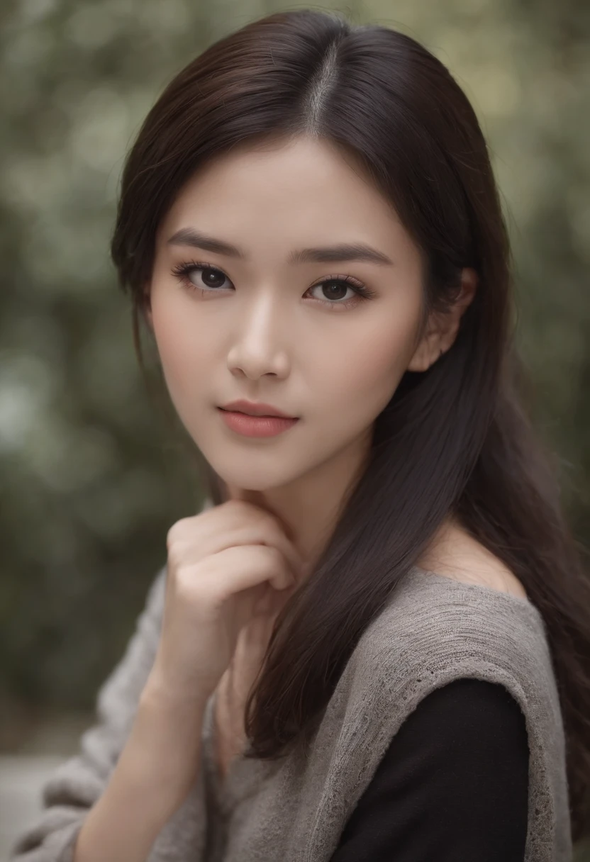 asian beauty, tall, gorgeous, age 23, smooth skin, black hair. no sleeve knit sweater, big boob, arm pit, black fitting pants, simple silver cross necklace, highly detailed, well lit, 8k, reviewing artifacts, amazing detail,