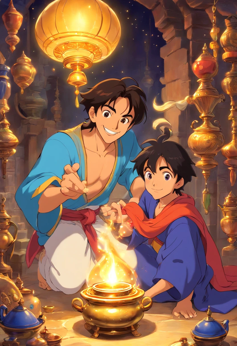by disney、【Jeannie】、【Aladdin and the Magic Lamp】、Magic Spirits、a man in his 40s