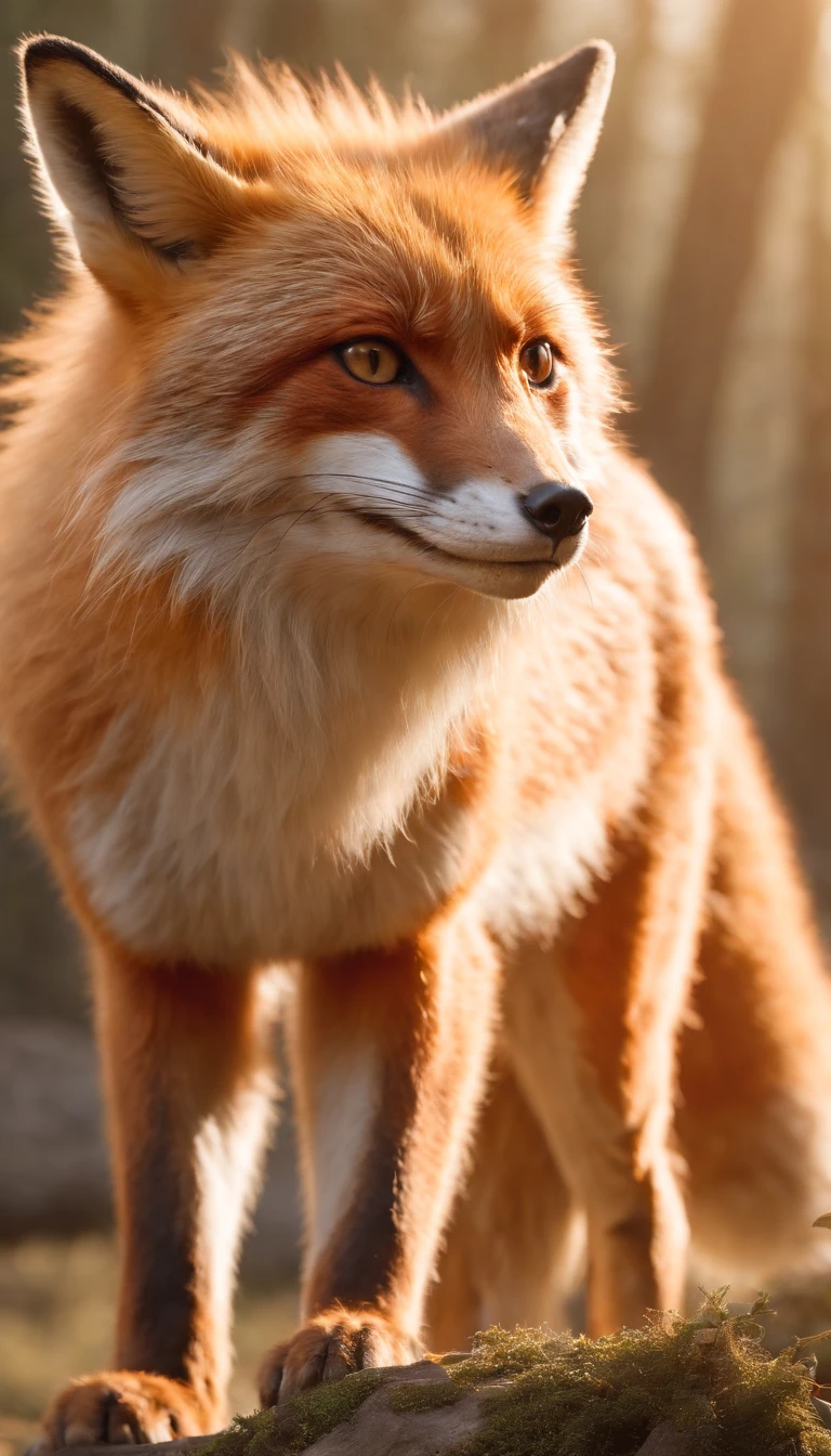 Kyuubi is presented in exceptional quality, shot in impressive 4K or 8K resolution, Every detail of his flaming fur and piercing eyes is visible with astonishing clarity. Each of its nine tails is meticulously detailed, flows with grace and an imposing aura.
barn, In turn,, depicted extremely realistically, with every hair, Worn-out clothes and bare feet are made with care and precision. The expression on his face conveys struggle and determination in the midst of adversity.
Enlightenment is crucial to, to emphasize the greatness of Kuubi and the expression on the child's face. The golden light of sunset floods the scene, creating a dramatic contrast between the powerful figure of the fox and the humility of the child.
The image quality looks like a real masterpiece, allowing you to fully appreciate every detail. This is achieved through technical configurations, including diaphragm 1.2, The result is an impressive depth of field. Photorealistic approach, with a value of 1.37, Guarantees, that every element of the scene looks almost like a photograph. autumn