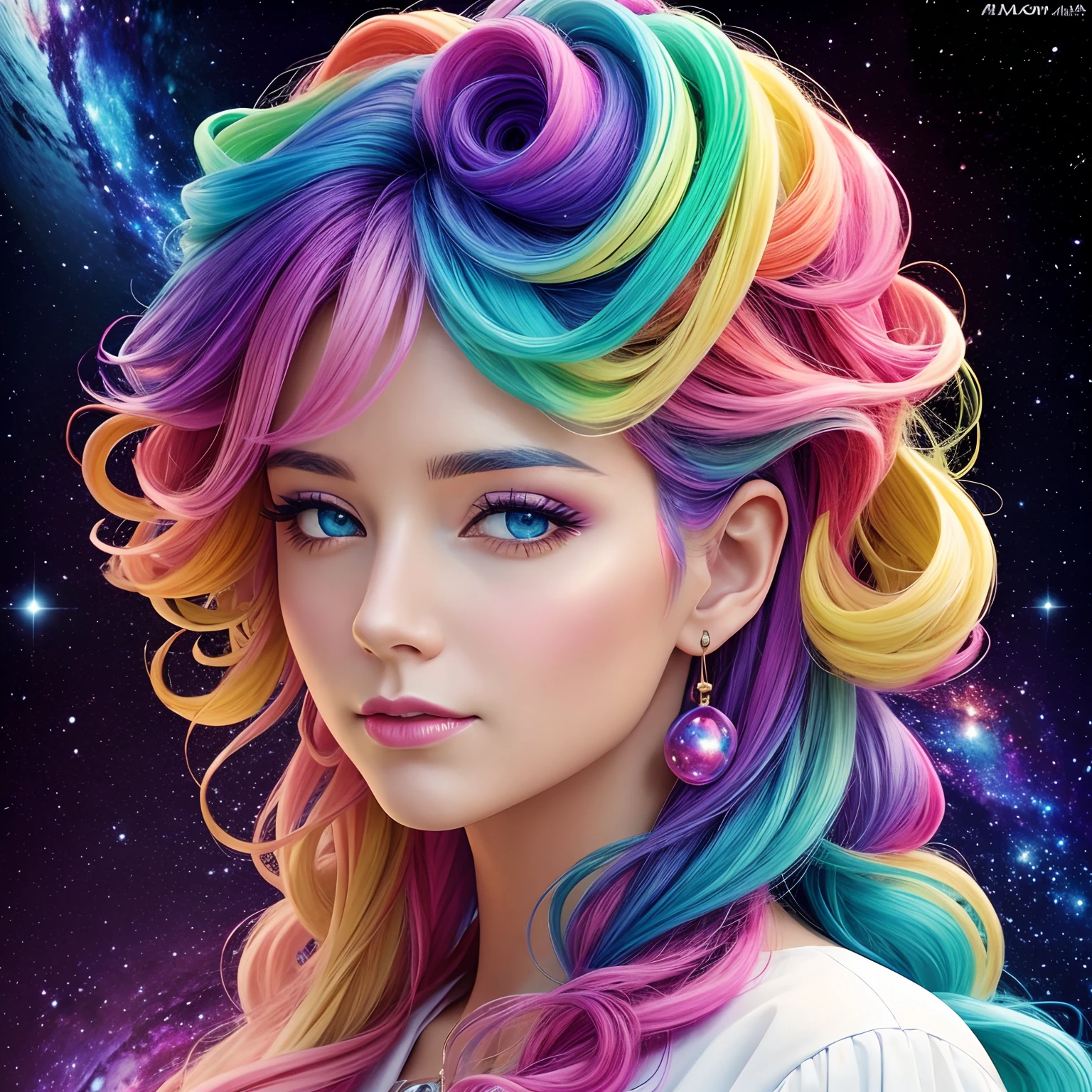 Colorful whipped cream photo realistic woman colorful galaxy