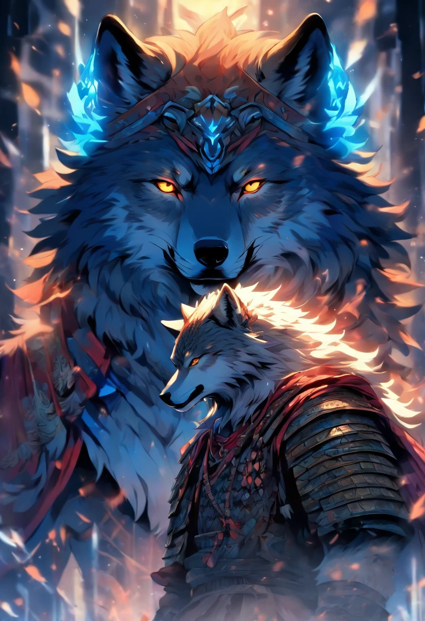 Imagine a wolf-inspired samurai, standing tall and imposing in their intricate armor. The armor is a testament to their connection with the majestic creatures of the wild. Its design echoes the lupine grace and strength, adorned with intricate patterns that mimic the patterns of a wolf’s fur. The helmet, shaped like a wolf’s head, conceals their face, giving them an aura of mystery and power. As you delve deeper, you notice their eyes, a piercing shade of electric blue, glowing with an ethereal brilliance. The intensity of their gaze reflects the untamed spirit that resides within them, a primal force that drives their every move. They are a fearsome warrior, embodying the cunning and loyalty of a wolf pack. The image captures the harmony between their human form and the spirit of the wolf, a harmonious fusion of two worlds, bound by honor and a fierce determination.