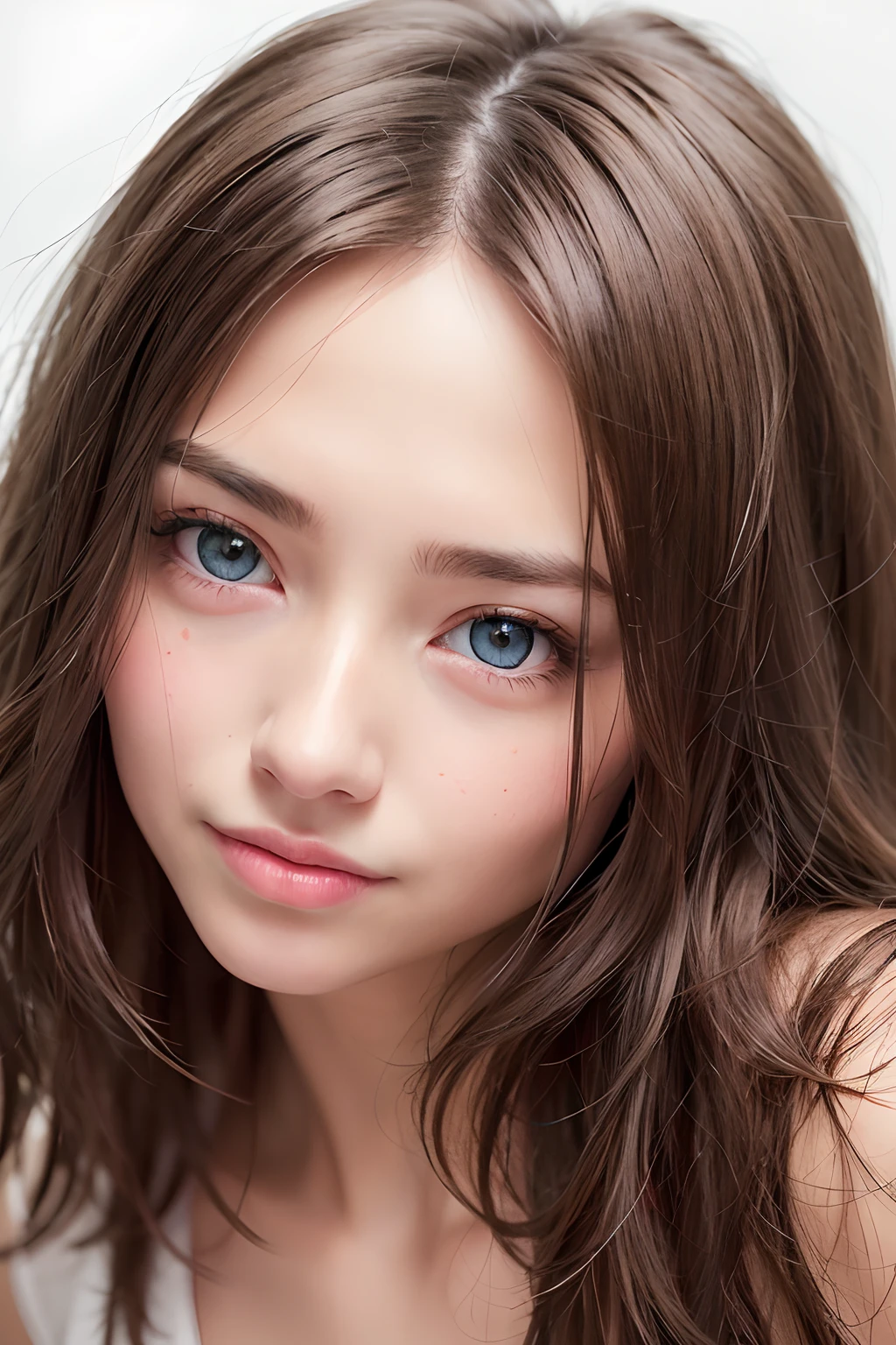 (realistic, photo-realistic:1.37),(8k, RAW photo, best quality, masterpiece:1.2), cute, ultra-detailed,heart-shaped pupils,physically-based rendering, ultra high res, kodakvision color, shot on Arricam LT Camera, bokeh, sharp focus,
looking at viewer,photorealistic,realistic, solo, photorealistic, best quality,extremely detailed face,extremely detailed eyes and face, beautiful detailed eyes,absurdres, incredibly absurdres,haunting smile,Messy hair, floating hair, ,