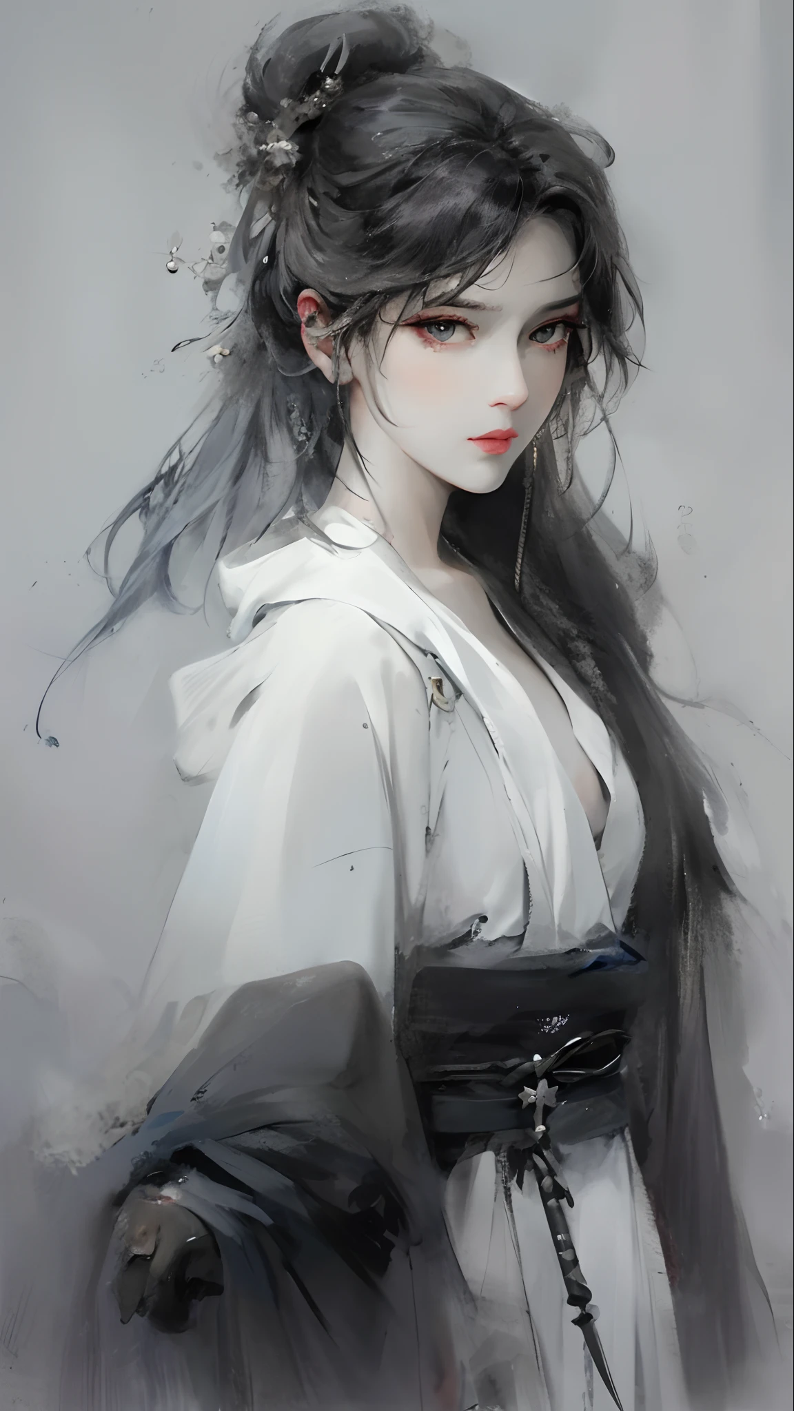 a close up of a woman with white hair and a white mask, beautiful character painting, guweiz, artwork in the style of guweiz, white haired deity, by Yang J, epic exquisite character art, stunning character art, by Fan Qi, by Wuzhun Shifan, guweiz on pixiv artstation