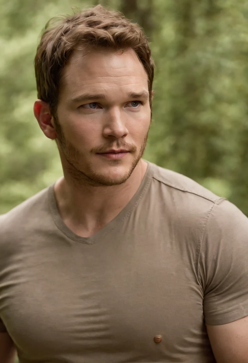 Chris Pratt naked、Kneel on the ground、Mouth wide open