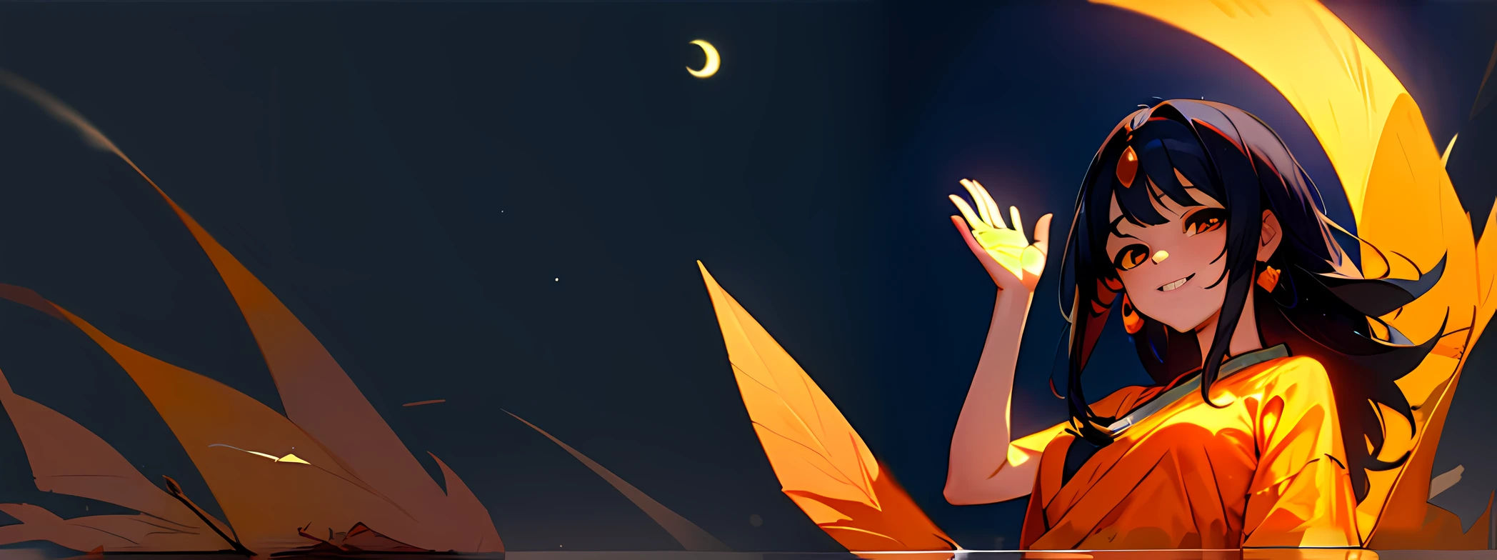 autumn, autumn night sky, fallen leaves, autumn background, aesthetic, masterpiece, hyperdetailed, perfect blend