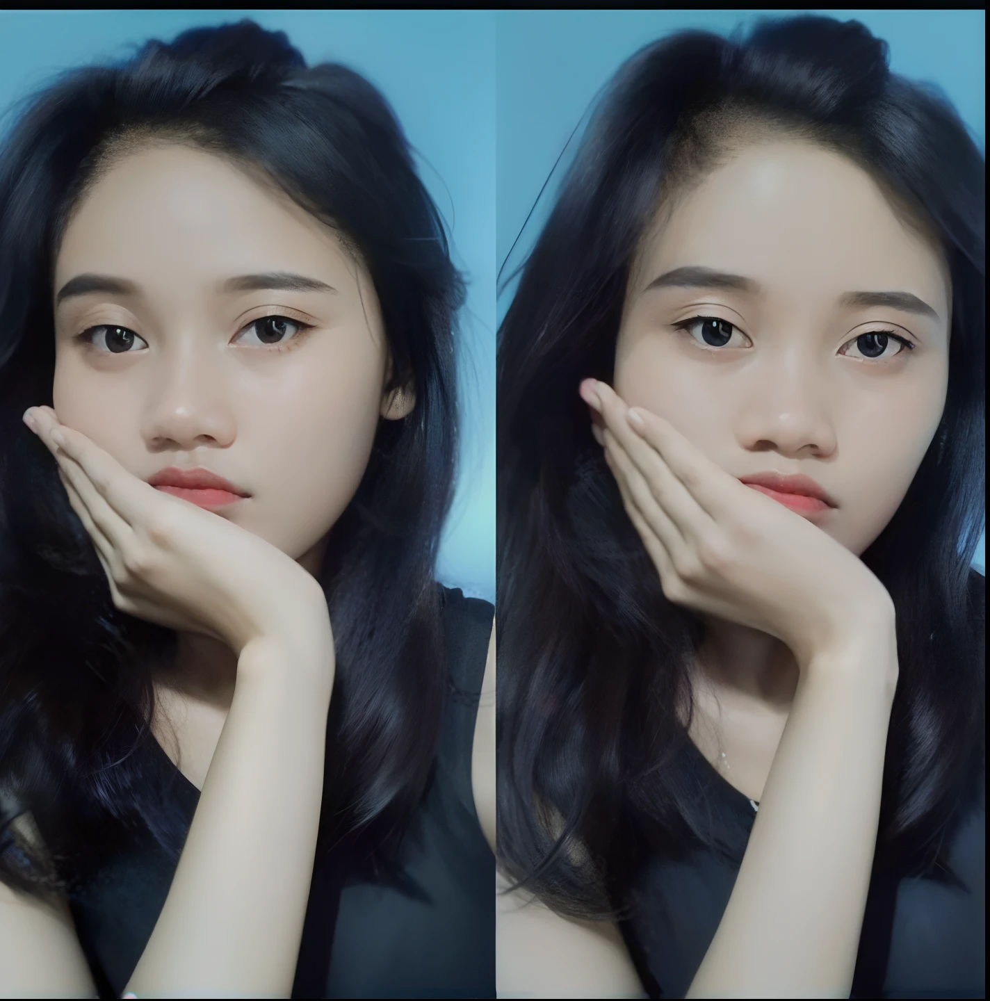 arafed image of a woman with a black dress and red lipstick, with accurate face, with round face, with kind face, girl cute-fine-face, dang my linh, perfect face ), soft round face, 18 years old, ruan cute vtuber, young cute face, clear cute face, foto realistic, very clear face