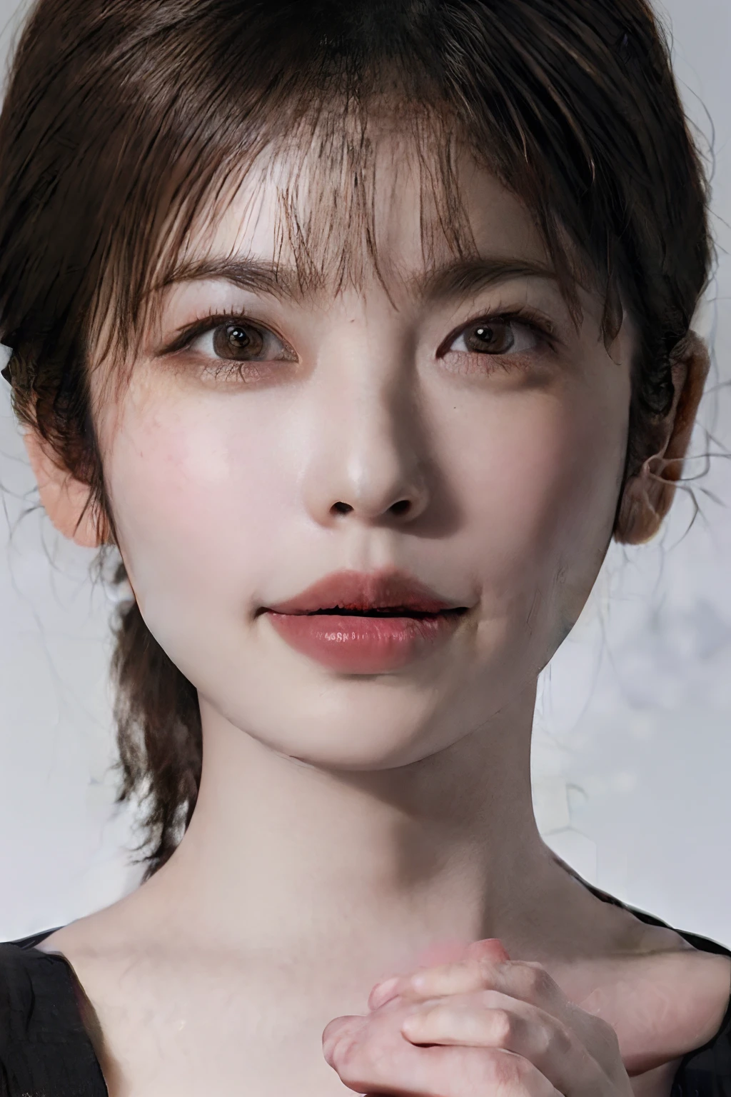 (masuter piece:1.3)、(8K、Photorealsitic、Raw photography、top-quality: 1.4)、(1girl in)、beautiful countenance、(Lifelike face)、(lightbrown hair、a short bob:1.3)、(Beautiful hairstyle:1.4)、Beautiful details、（real looking skin）、Beautiful skins、absurderes、enticing、超A high resolution、A hyper-realistic、high-detail、the golden ratio、、bilaterally symmetrical