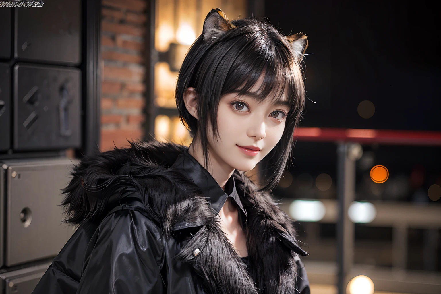 03
(Black Shorthair:1.3), (a 20 yo woman), (A hyper-realistic), (masutepiece), (8KUHD), Looking at the camera, Beautiful woman, A smile, (Tiger design clothes)