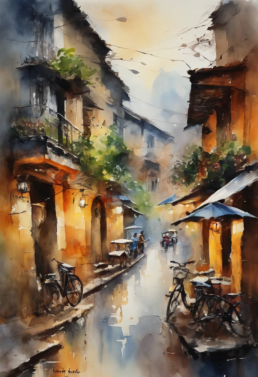 Best quality, masutepiece, high resolucion, (Realistic photos:1.4), surrealism, dream-like, fusionart, street in HaNoi in the background