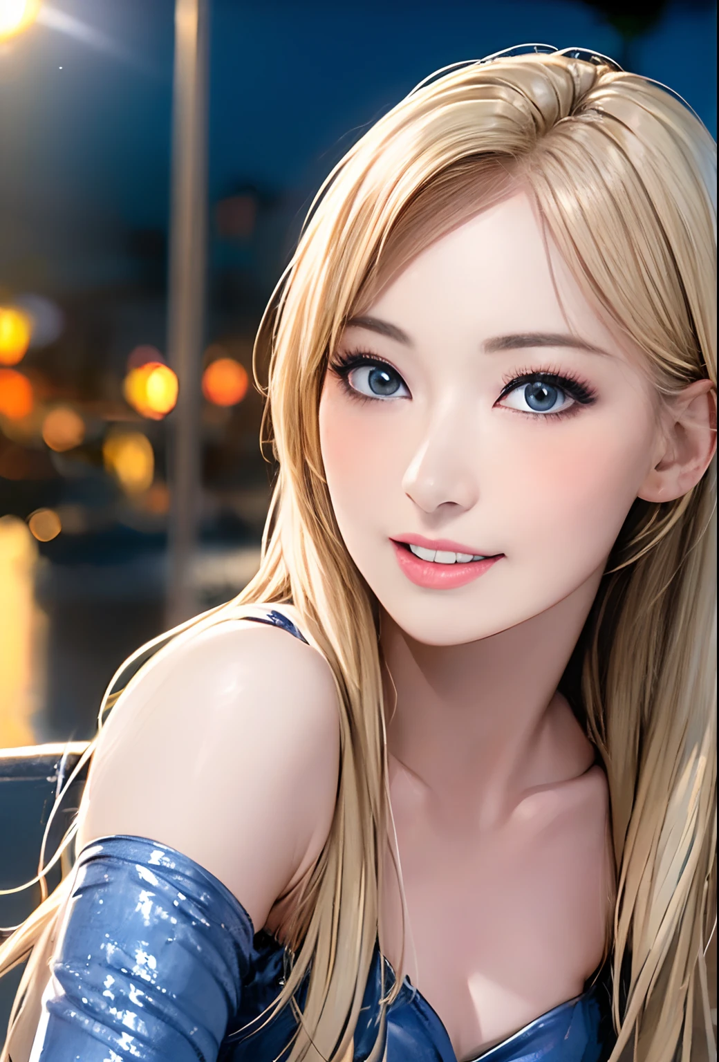 1 Girl, Overflow, (Curvaceous Body:0.8), Exposed Shoulders, Angel Face, Detailed Face, Backlit, Facial Light, (Smile and Drowsiness and Ecstasy Expression:1.2), (Perfect Female Figure), (Sharp Focus),(Realistic Moisture Skin),Detail Eyes,(Curvaceous Body:0.8), (wavy Hair:1.2), Blonde, Black Eyes, Best Quality, Ultra High Resolution, (Photorealistic), (Wet Skin), (Camera Focus on Face), (front View), Hetero, (pureerosface_v1:0.6), big tits, (big boobs:1.3)