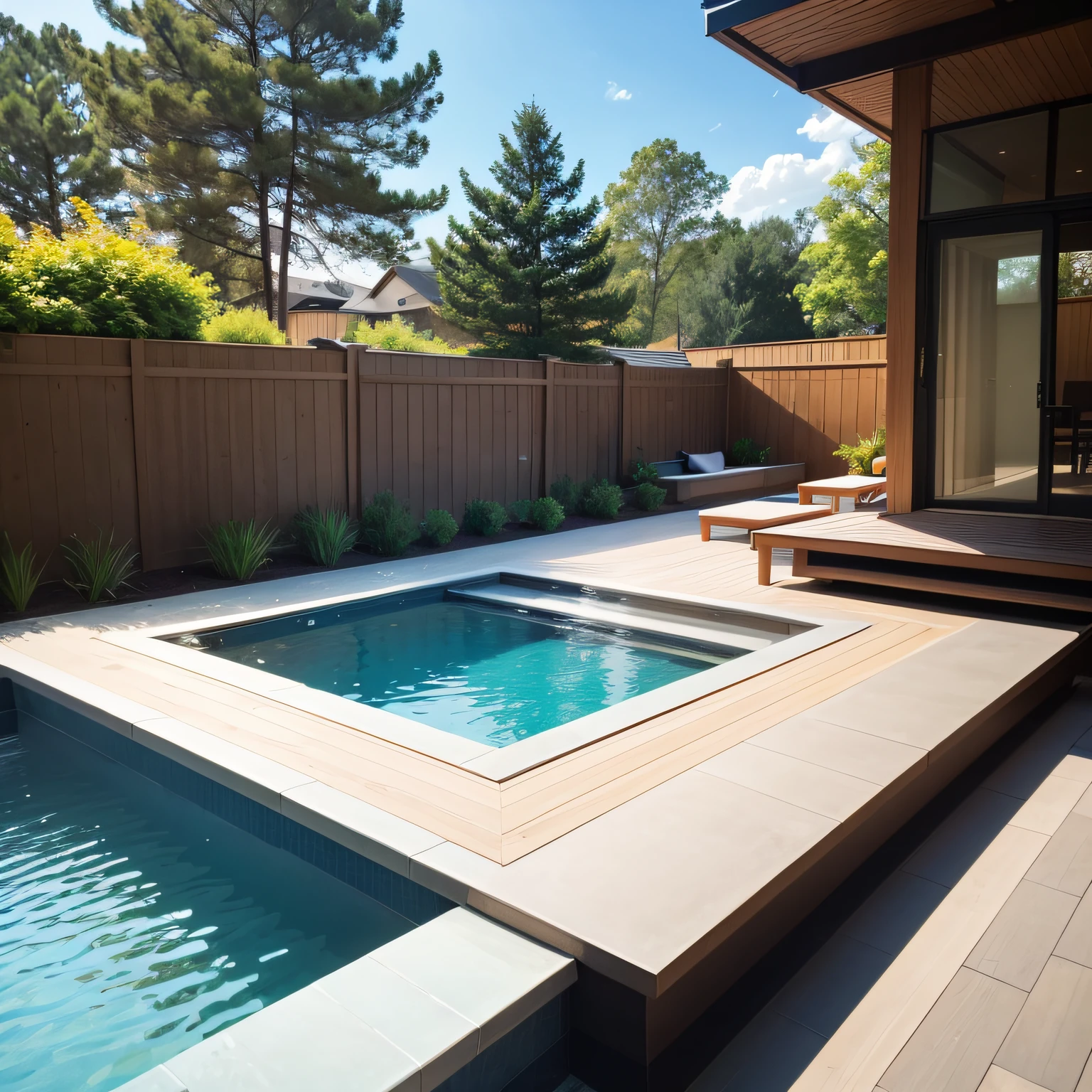 modern inground pool with Pool Deck and Coping