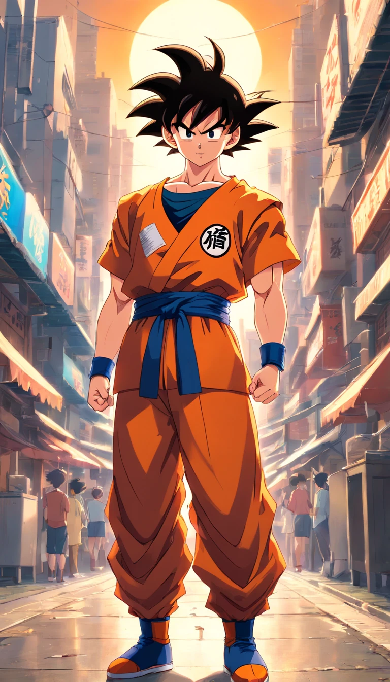 Son Goku, masculino, Dragon Ball Z, estilo de roupas streetwear, detalhes perfeitos
