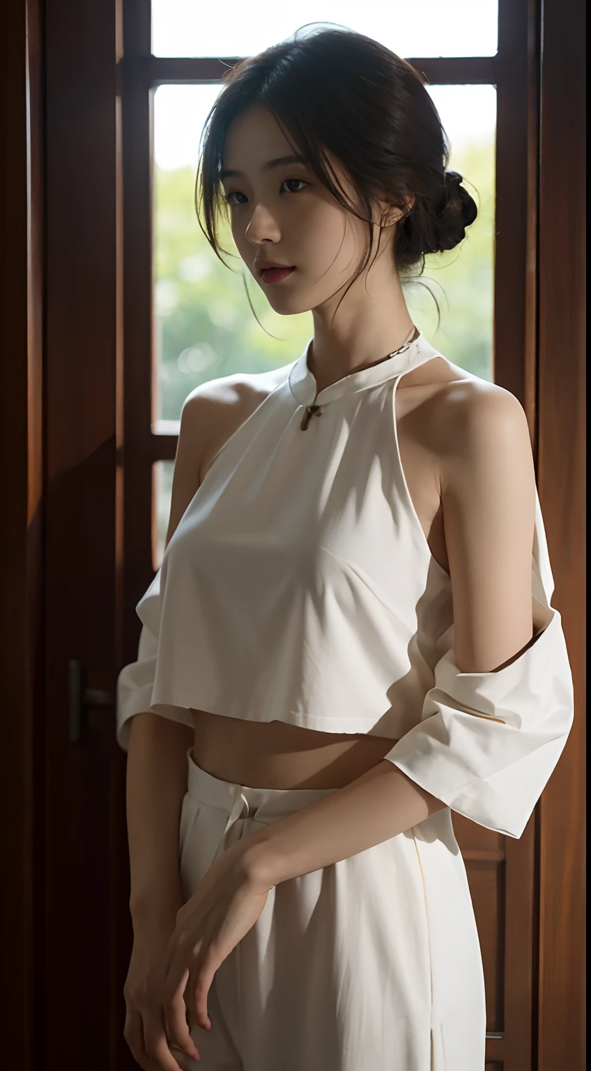 tmasterpiece,超高分辨率,meticuloso,A girl,cropped shoulders,shadowing