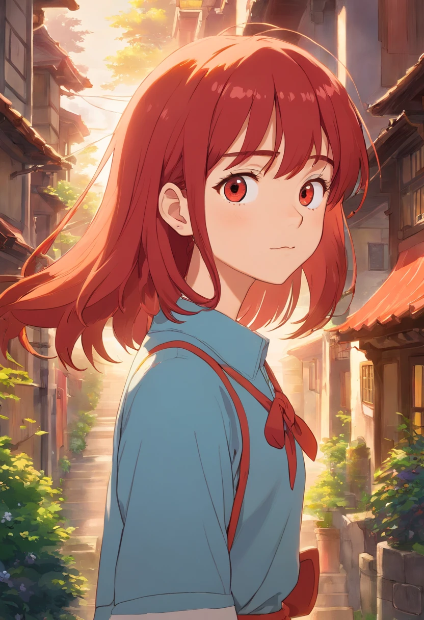 1girl, olho de estrela, corar, perfect lighting, red hair, olhos vermelhos, Motor irreal, side-lighting, Rosto detalhado, franja, pele brilhante, fundo simples, fundo escuro, in the average of 20 years, usando camisa branca com decote marcante