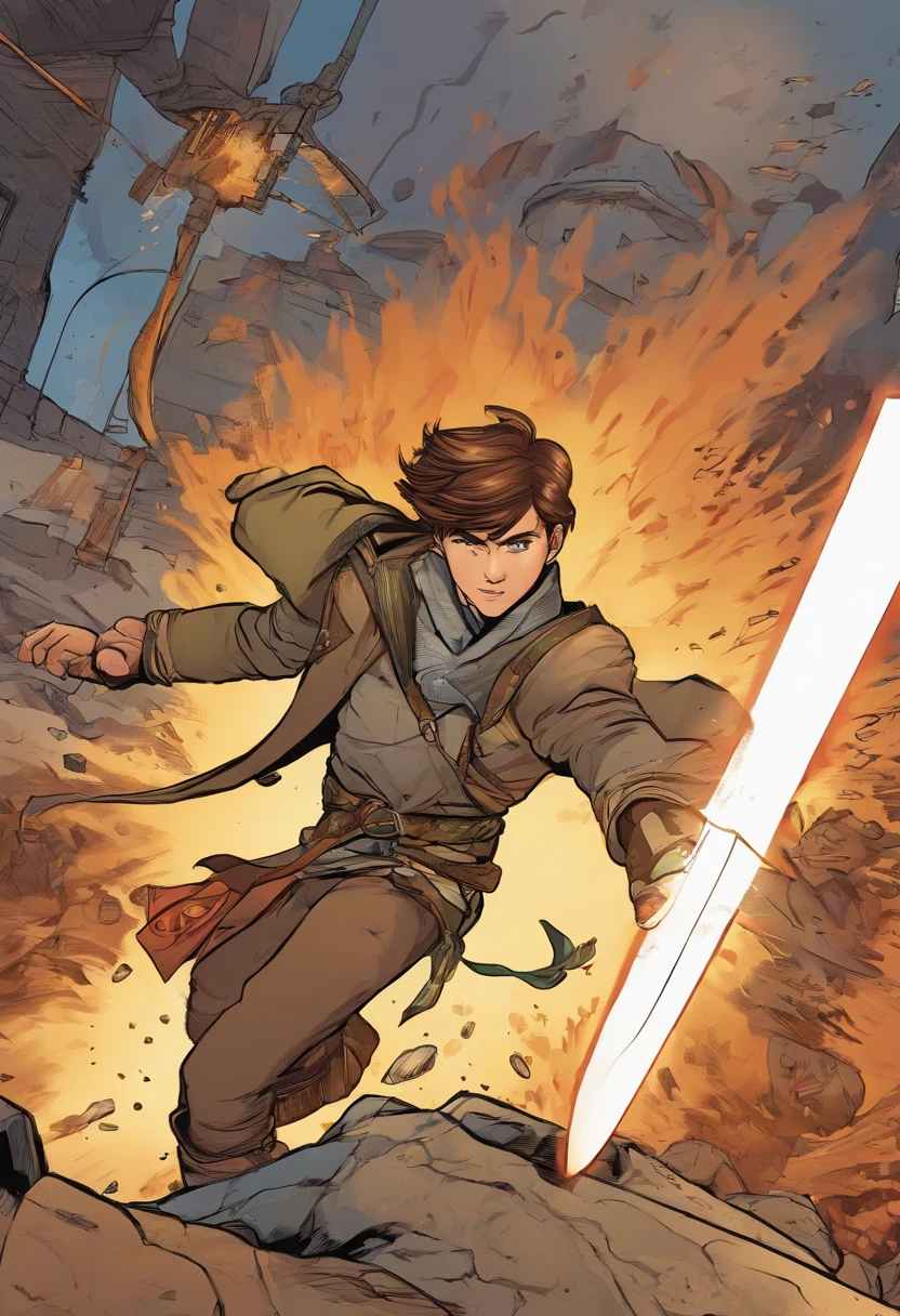 Brown-haired boy combatant