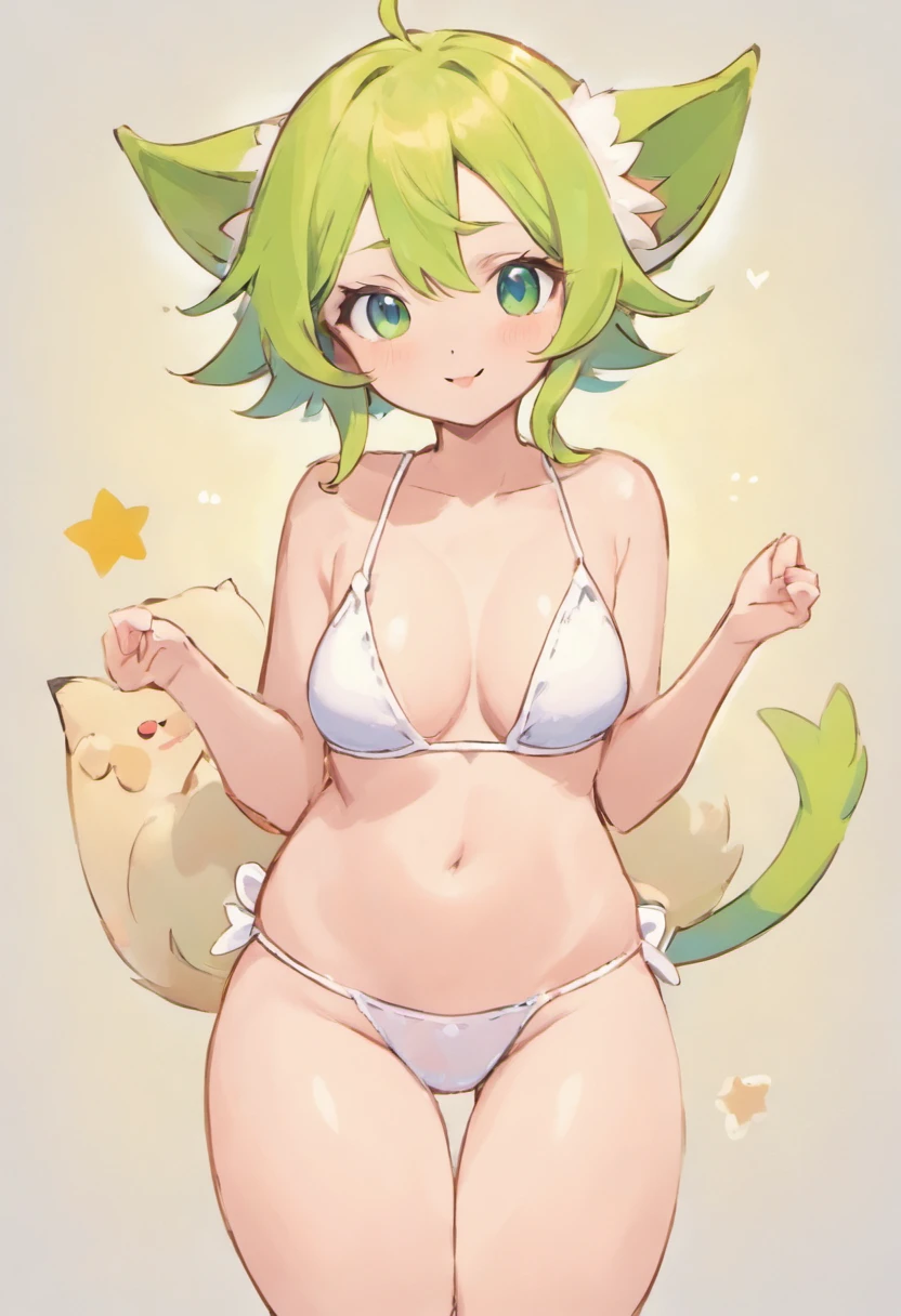 the elf,Non-human,Small animals,adolable,Wear underwear,white panties,Kitten pattern