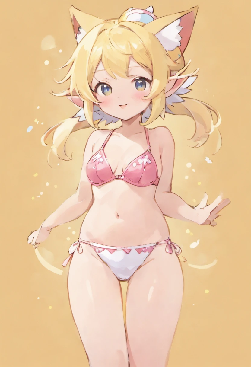the elf,Non-human,Small animals,adolable,Wear underwear,white panties,Kitten pattern