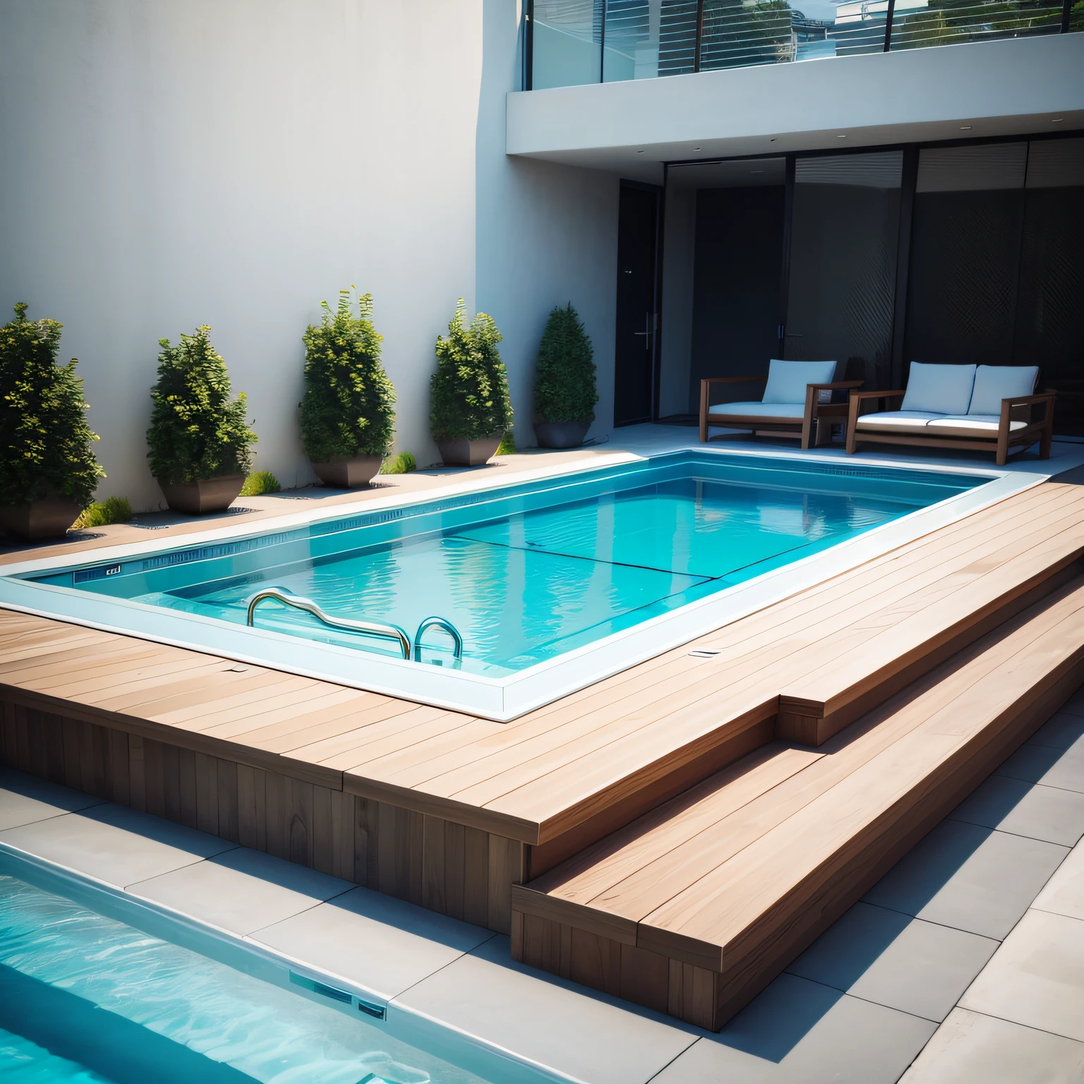 modern rectangle pool with Comfort and Entertainment