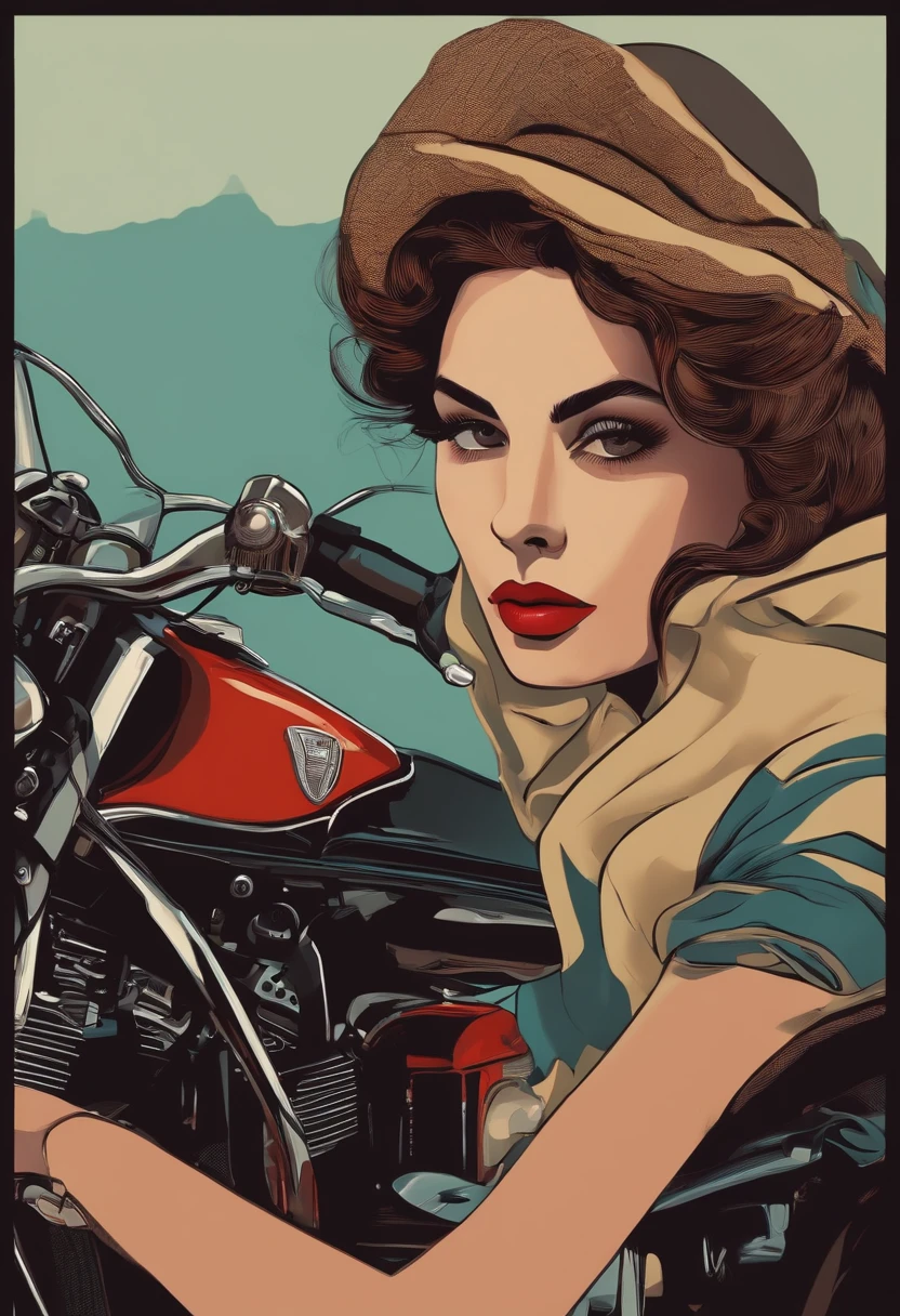 Une jeune dame entrain de conduire une moto
