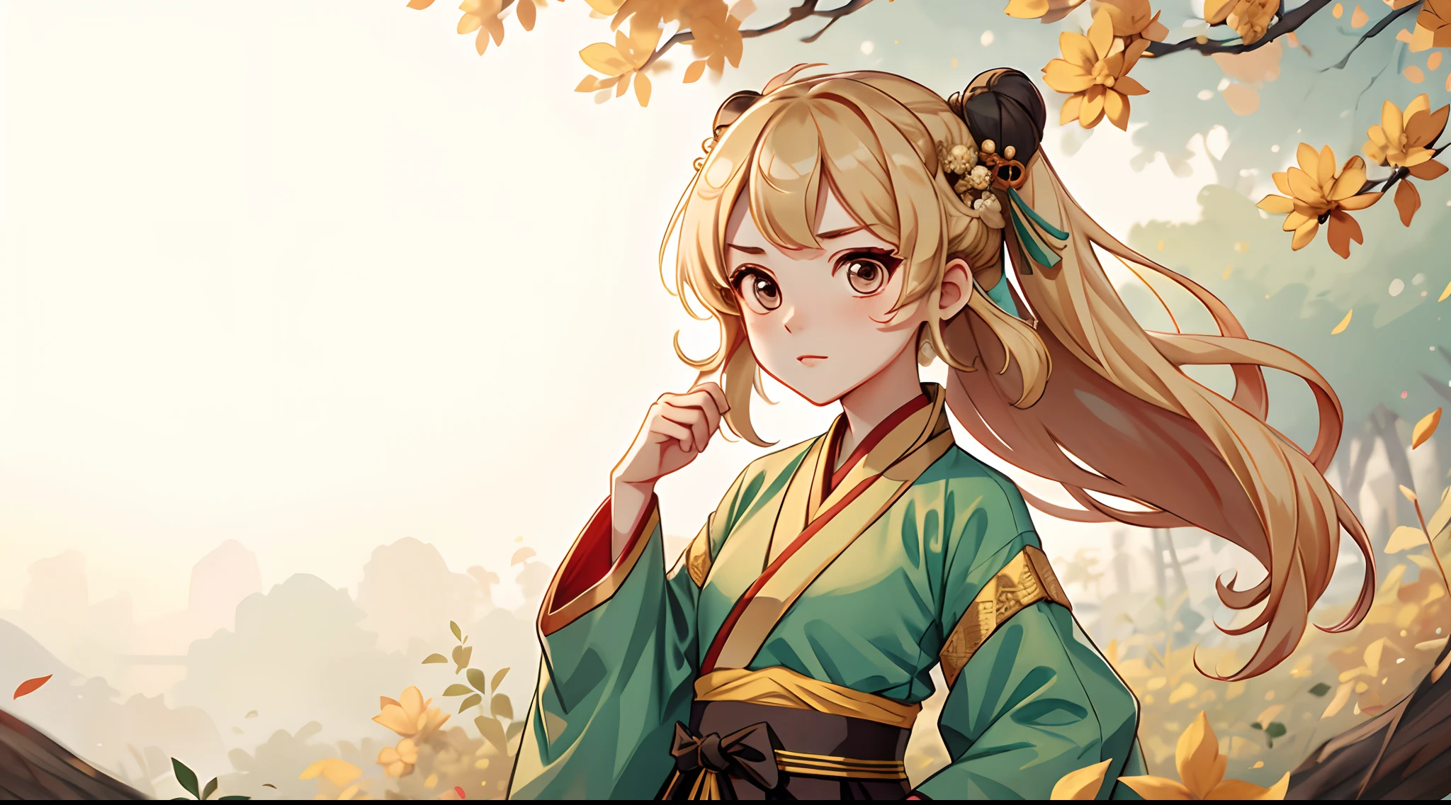 Best quality, Shouhui,1girll,Hanfu,tchibi,