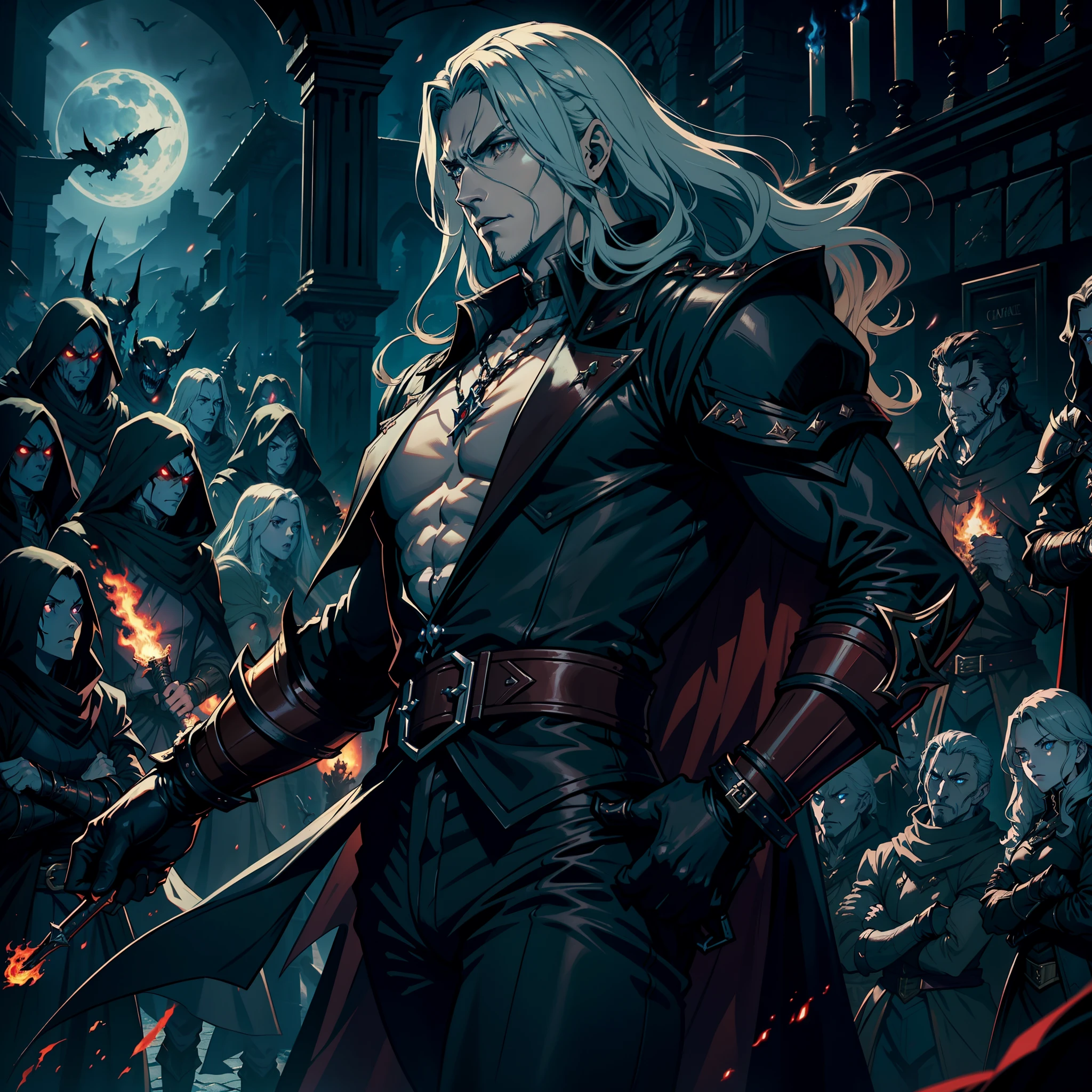 Castlevania Shadow Lord of the shadows hyper realistic super detailed Dynamic shot master piece scene cinématique scènes movie Epic Legendary Lord Dracula leading troops army of demons to battle sharp détails cinématique scènes movie correct proportions correct Anatomy