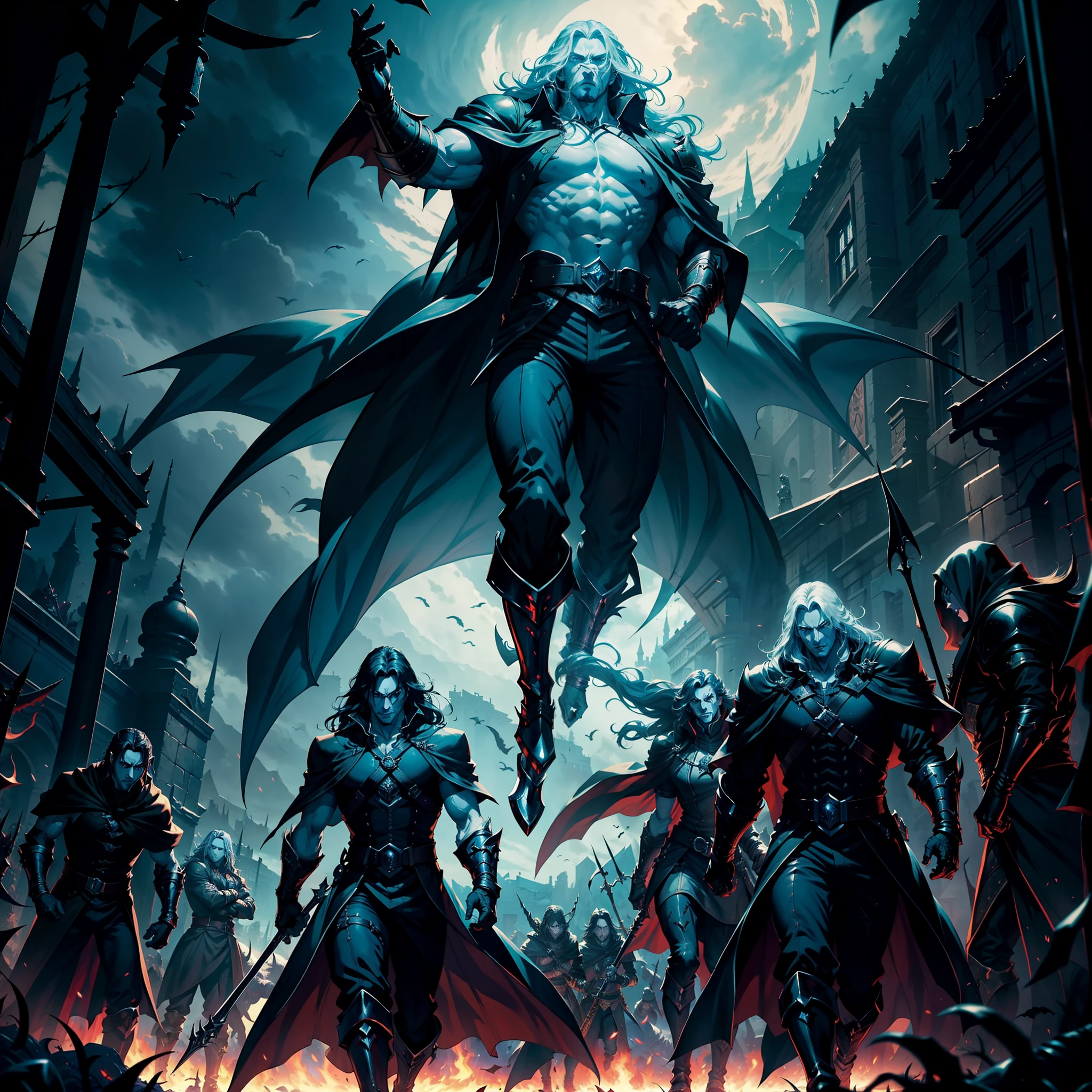 Castlevania Shadow Lord of the Shadows hyper realistic super detailed Dynamic shot masterpiece cinematic scene scenes movie Epic Legendary Lord Dracula leading troops armed with demons to fight sharp details cinematic scenes movie correct proportions ???????