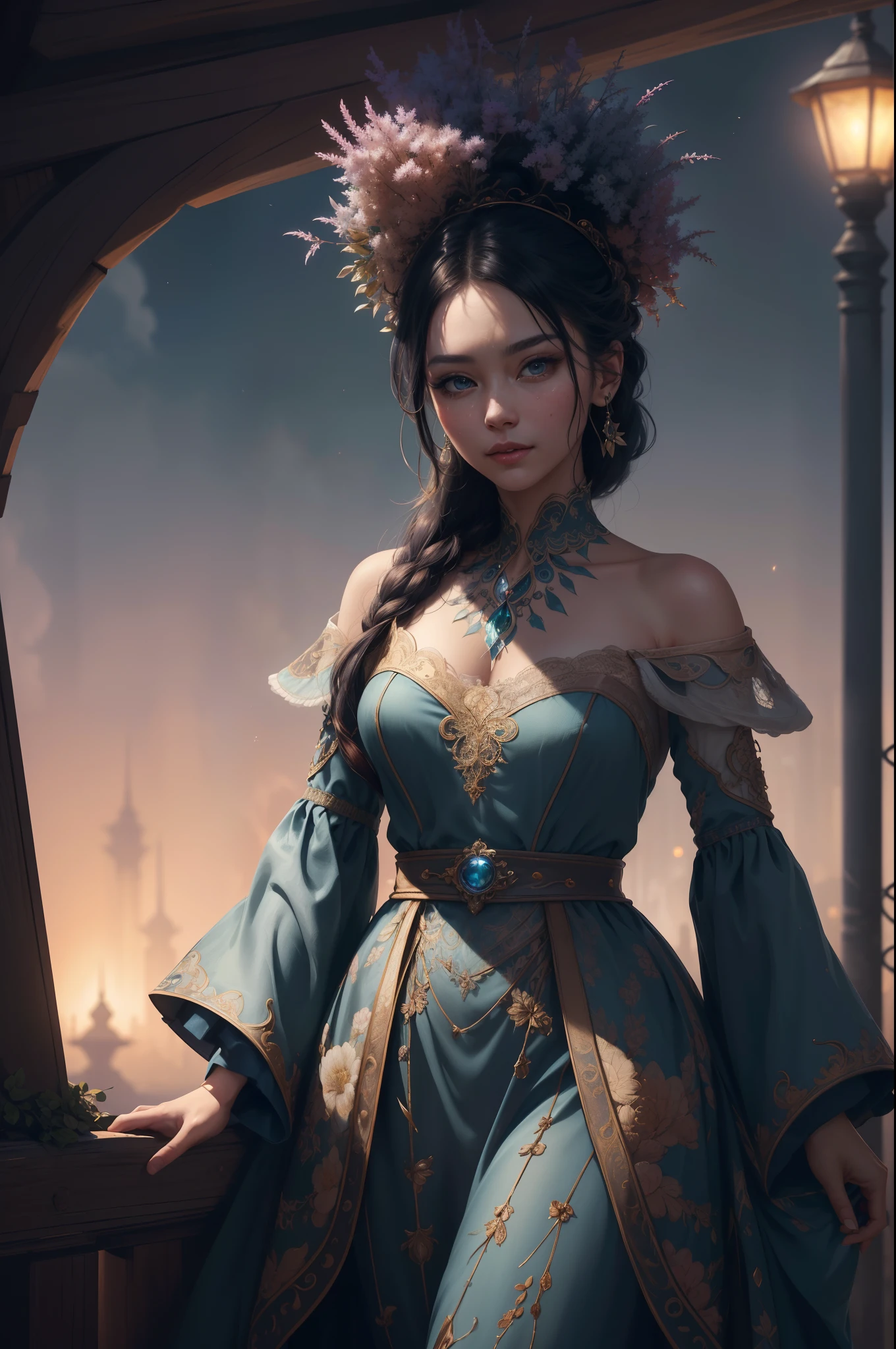 (((masterpiece))), (((best quality))), ((ultra-detailed)), (hyperrealistic), (highly detailed CG illustration), ((an extremely delicate and beautiful)),cinematic light, Create a stunning anime artwork that is currently trending on ArtStation, showcasing exquisite beauty and captivating aesthetics. The art piece should be highly detailed, featuring a compelling character and a visually appealing environment. The character in the artwork is a graceful and enchanting figure, radiating an aura of elegance. Pay close attention to intricate facial features, such as mesmerizing eyes with vibrant colors and delicate shading. The character's clothing should be designed with elaborate patterns, flowing fabrics, and rich textures, reflecting a blend of fantasy and contemporary fashion. Place the character in a captivating environment that enhances the overall appeal of the artwork. It could be a breathtaking natural landscape, a bustling futuristic cityscape, or a mystical realm filled with magical elements. Incorporate vibrant colors, dynamic lighting, and detailed background elements to create a sense of depth and immersion. Consider the latest trends in anime art, such as incorporating unique lighting effects, exploring creative composition techniques, or experimenting with unconventional color palettes. Take inspiration from the top artists on ArtStation and their exceptional execution of various art styles and themes. Camera: Choose an angle that highlights the character's beauty and the immersive environment. Lighting: Utilize atmospheric lighting techniques to create depth and mood. Resolution: Aim for a high-resolution artwork to showcase intricate details and clarity. Art Inspirations: Seek inspiration from the trending artists on ArtStation, exploring different styles, genres, and themes.