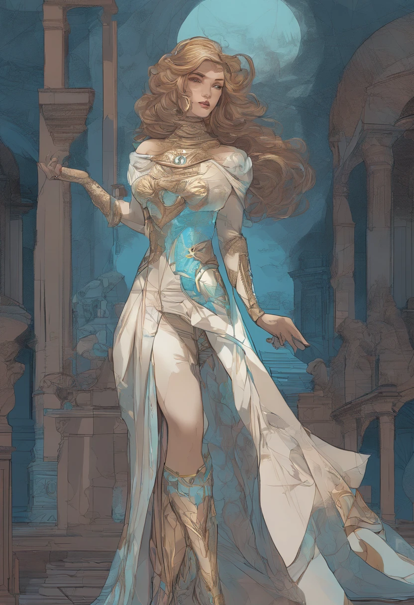 The woman, NSFW, (full - body: 1.5), makeup, Thick hair, blue eyes, Inspired by the future, Time Machine, Teleportation, high detail, UHD 4K, 8k текстур, RTX, illumination, glare, reflection, Detailed background, Traced in detail, fine details