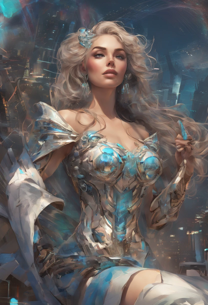 The woman, NSFW, (full - body: 1.5), makeup, Thick hair, blue eyes, Inspired by the future, Time Machine, Teleportation, high detail, UHD 4K, 8k текстур, RTX, illumination, glare, reflection, Detailed background, Traced in detail, fine details