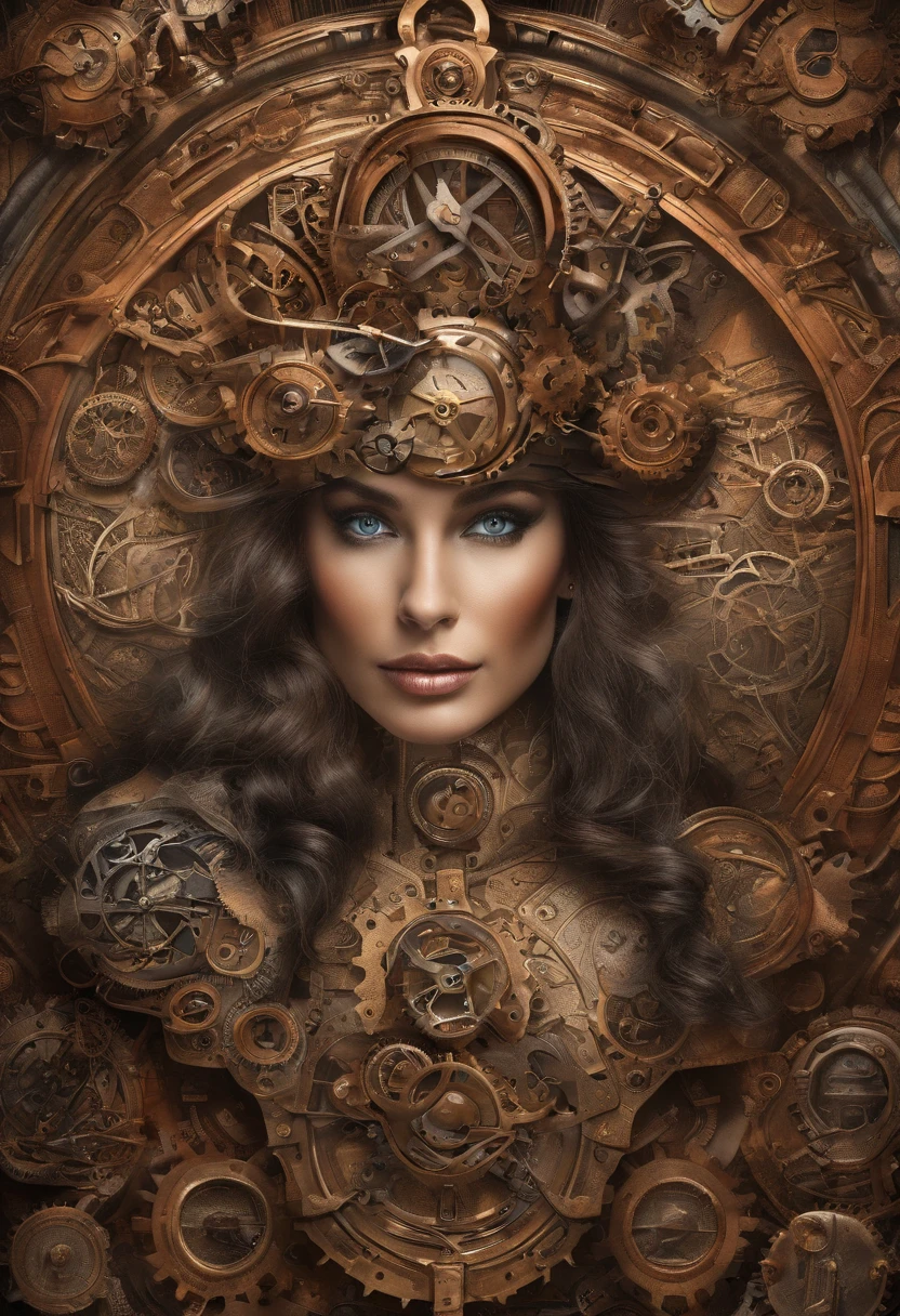 The woman, NSFW, (full - body: 1.5), makeup, Thick hair, blue eyes, Inspired by the future, Time Machine, Teleportation, high detail, UHD 4K, 8k текстур, RTX, illumination, glare, reflection, Detailed background, Traced in detail, fine details