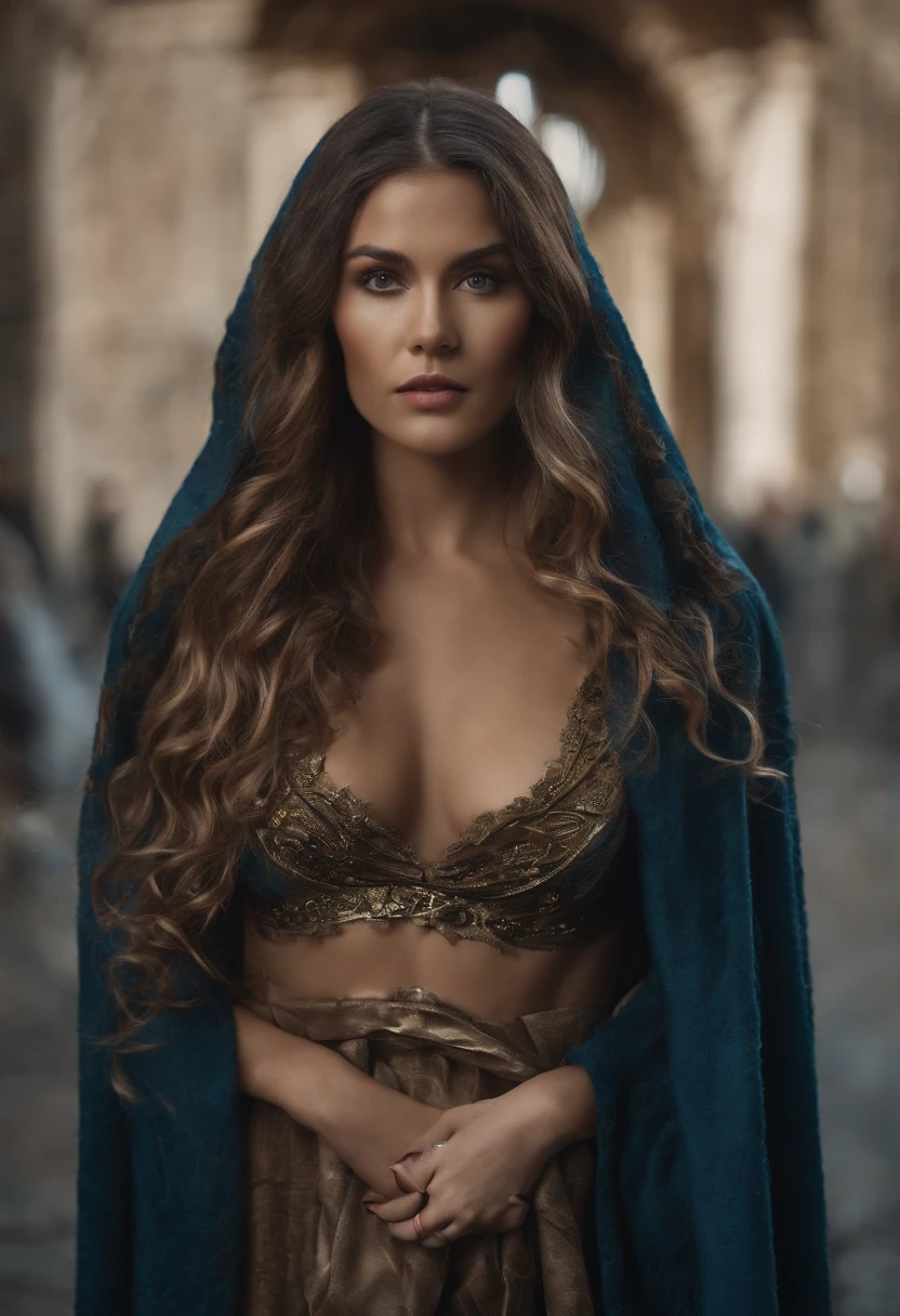 The woman, NSFW, (full - body: 1.5), makeup, Thick hair, blue eyes, Inspired by the future, Time Machine, Teleportation, high detail, UHD 4K, 8k текстур, RTX, illumination, glare, reflection, Detailed background, Traced in detail, fine details