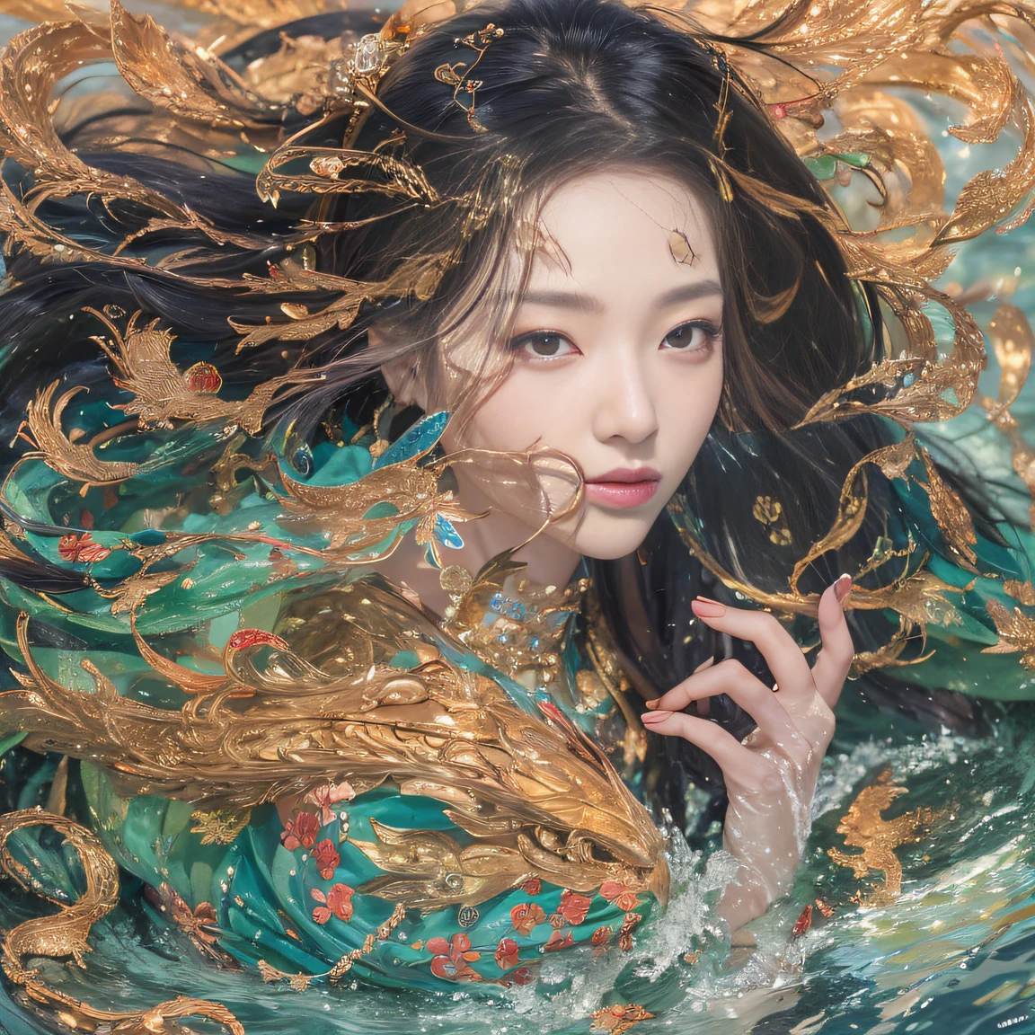 (Raw photo:1.2), (Photorealistic), Beautiful detailed girl, (oil painting:1.5), (NSFW:1.2), 1girl laying, feature, pureerosface_v1, Ambilight, slender waist, (splash, brushwork:1.5),double exposure, fussion of fluid abstract art,(original illustration composition),( fusion of limited color, maximalism artstyle, geometric artstyle) Incorporate vibrant colors, dynamic brushstrokes, and intriguing textures to capture the essence of the subject's inner world, black choker, pink ribbons, dynamic pose, delicate stockings, long shot]:0.8.