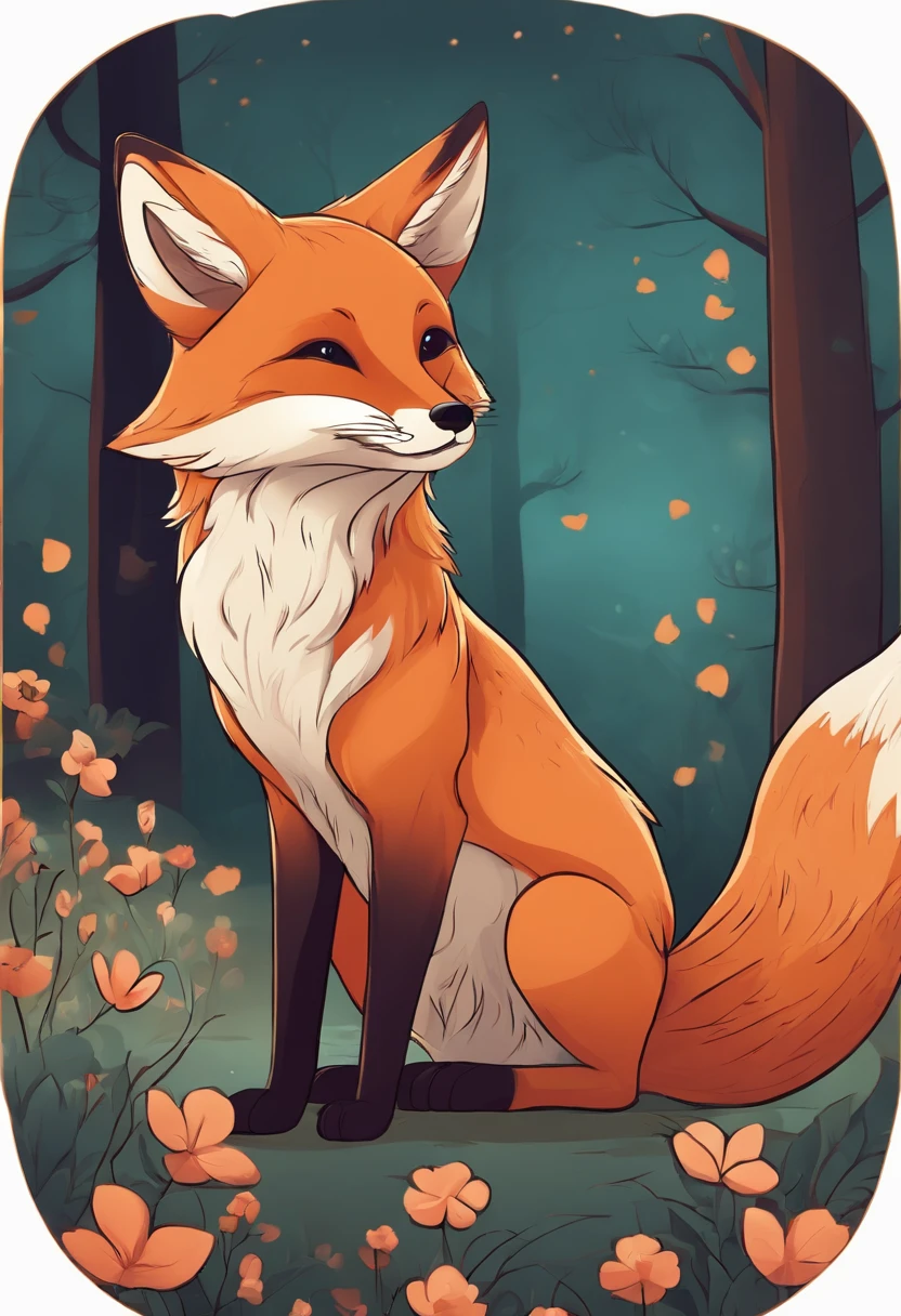 create a cartoon of a fox kawaii
