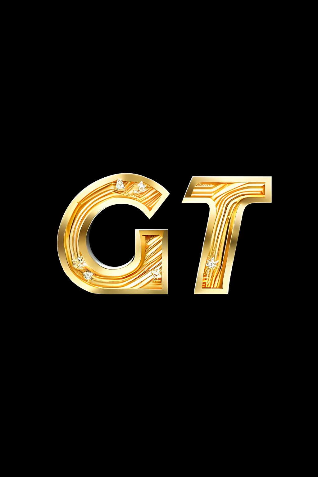 Distorted fantasy letters, Symmetrical, (Gold bars ), diamonds,
