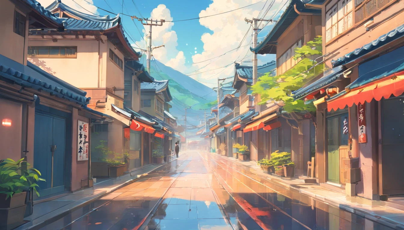 （（（Comic storyboard））），comic strip，Two-dimensional picture，Manhwa Style，Makoto Shinkai animation style，Makoto Shinkai animation film art style，Ultra-wide angle of view，China-style，a town with beautiful scenery，Faraway view，super-fine，ultra - detailed，high qulity，8K ，oc rendered，dynamic viewing angle，Hyper Real，Ultra photo realsisim, raining heavy