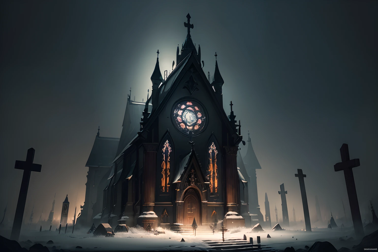 ((stunning illustration of evil_god church of a malevolent deity in a dark:1.3)), every crevice and shadow expertly rendered in high resolution. juxtaposition of the eerie atmosphere, sacred ritual creates a sense of unease and reverence. use of various techniques, eerie glow, crease expertly captured in highly resolution. extremely detailed, insanely detailed, intricately detailed, insane details, exquisite detail, divine possession texture, hauntingly beautiful, beautiful detailed glow, true masterpiece, various stylistic rendering techniques,